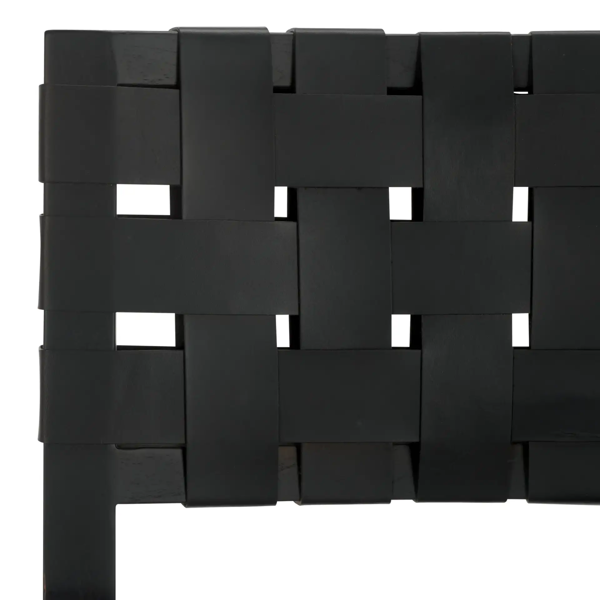 Bette Woven Leather Dining Chair (Set of 2) in Black in a styled room