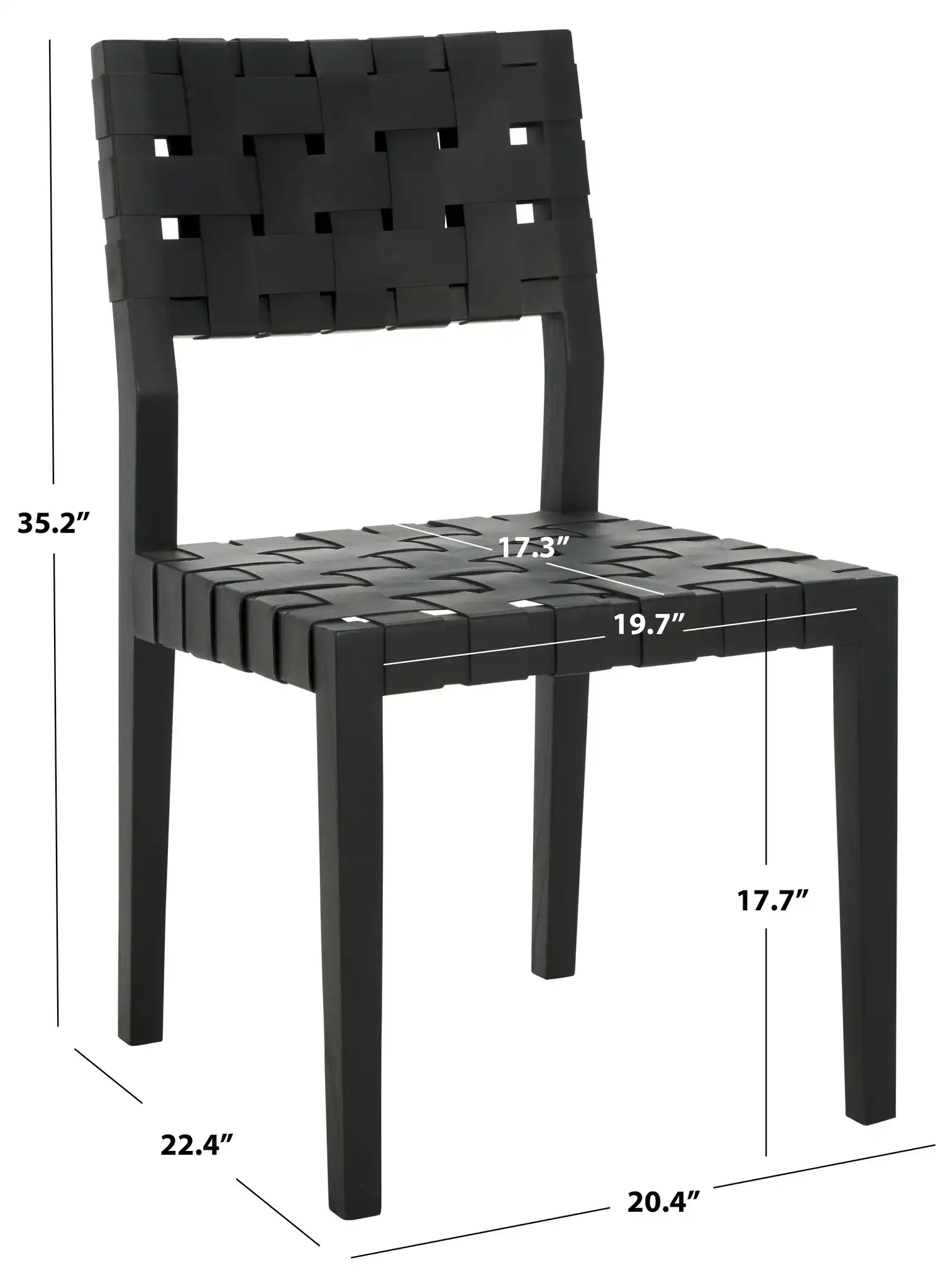 Bette Woven Leather Dining Chair (Set of 2) in Black, detail view