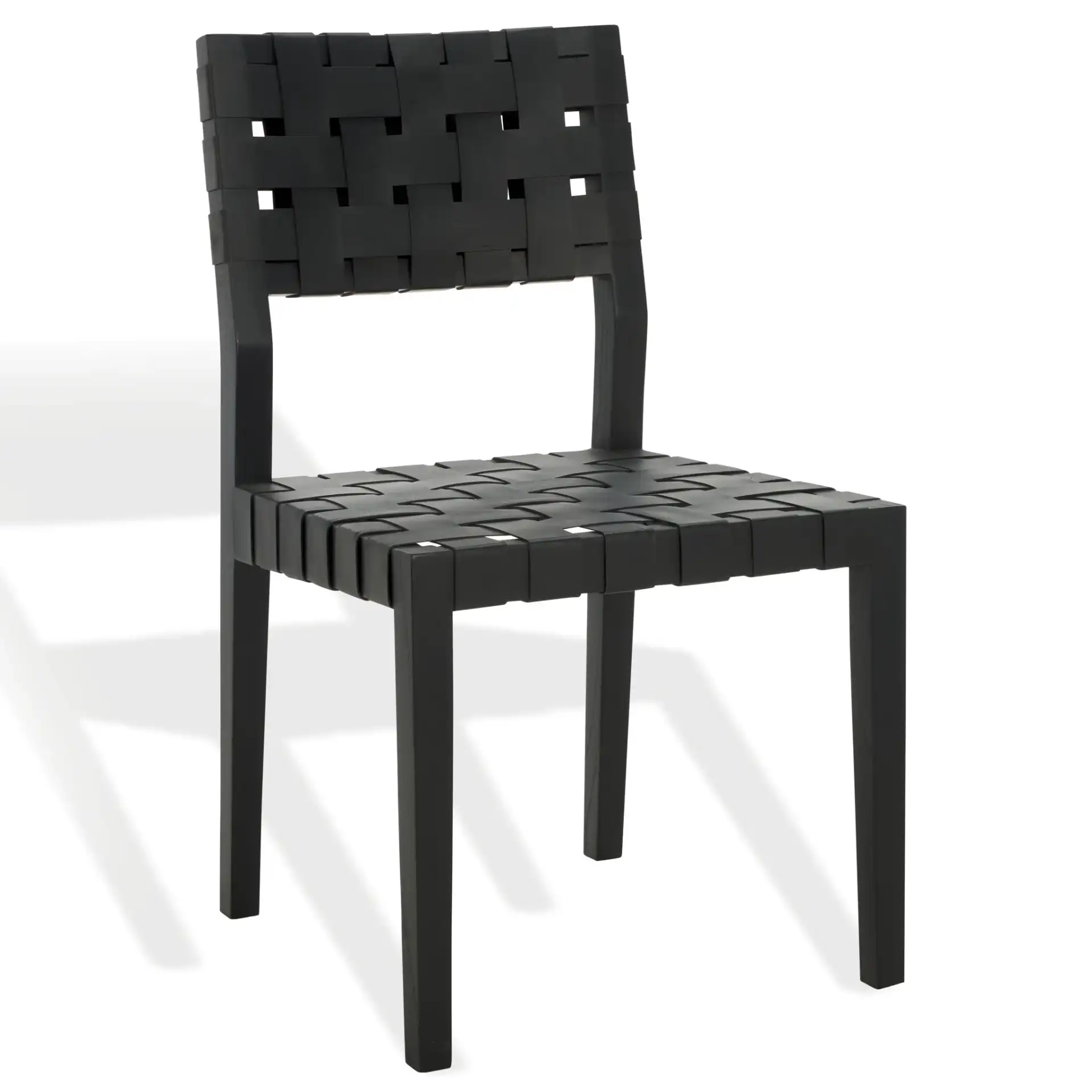 Bette Woven Leather Dining Chair (Set of 2) in Black