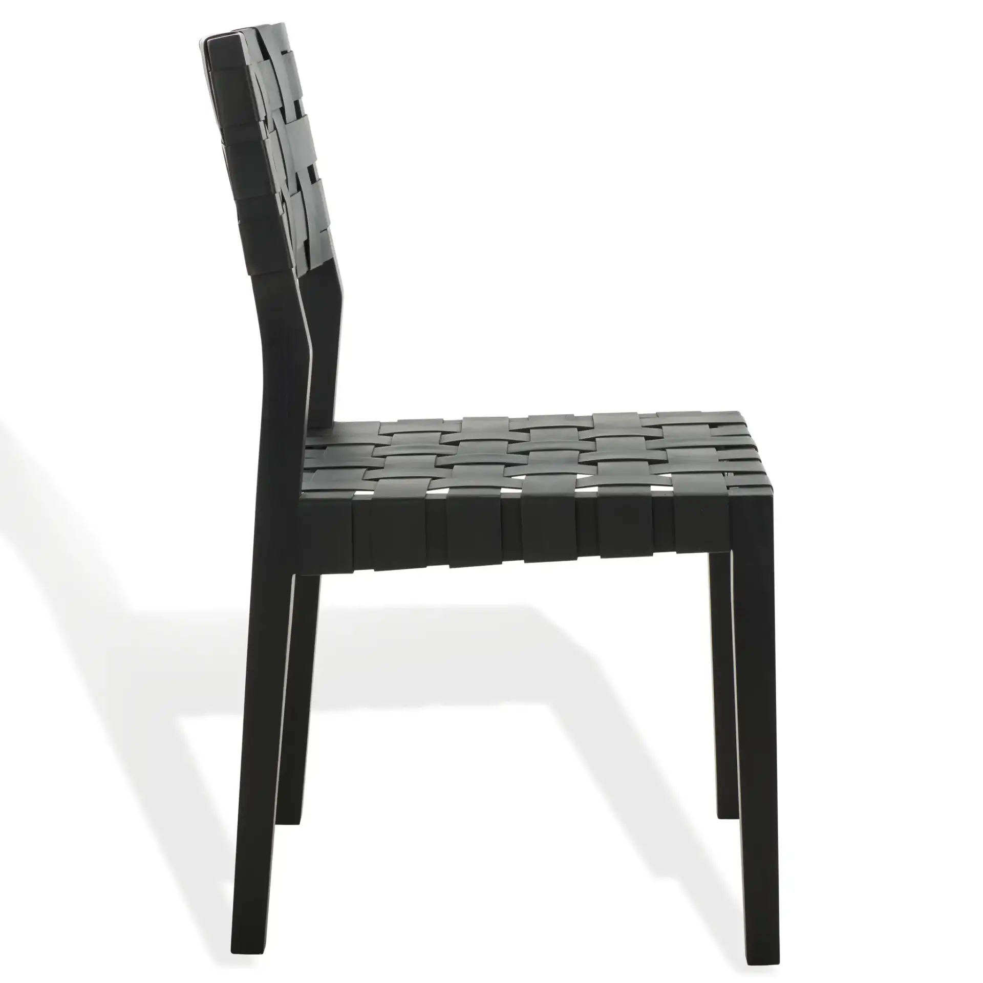 Bette Woven Leather Dining Chair (Set of 2) in Black, detail view