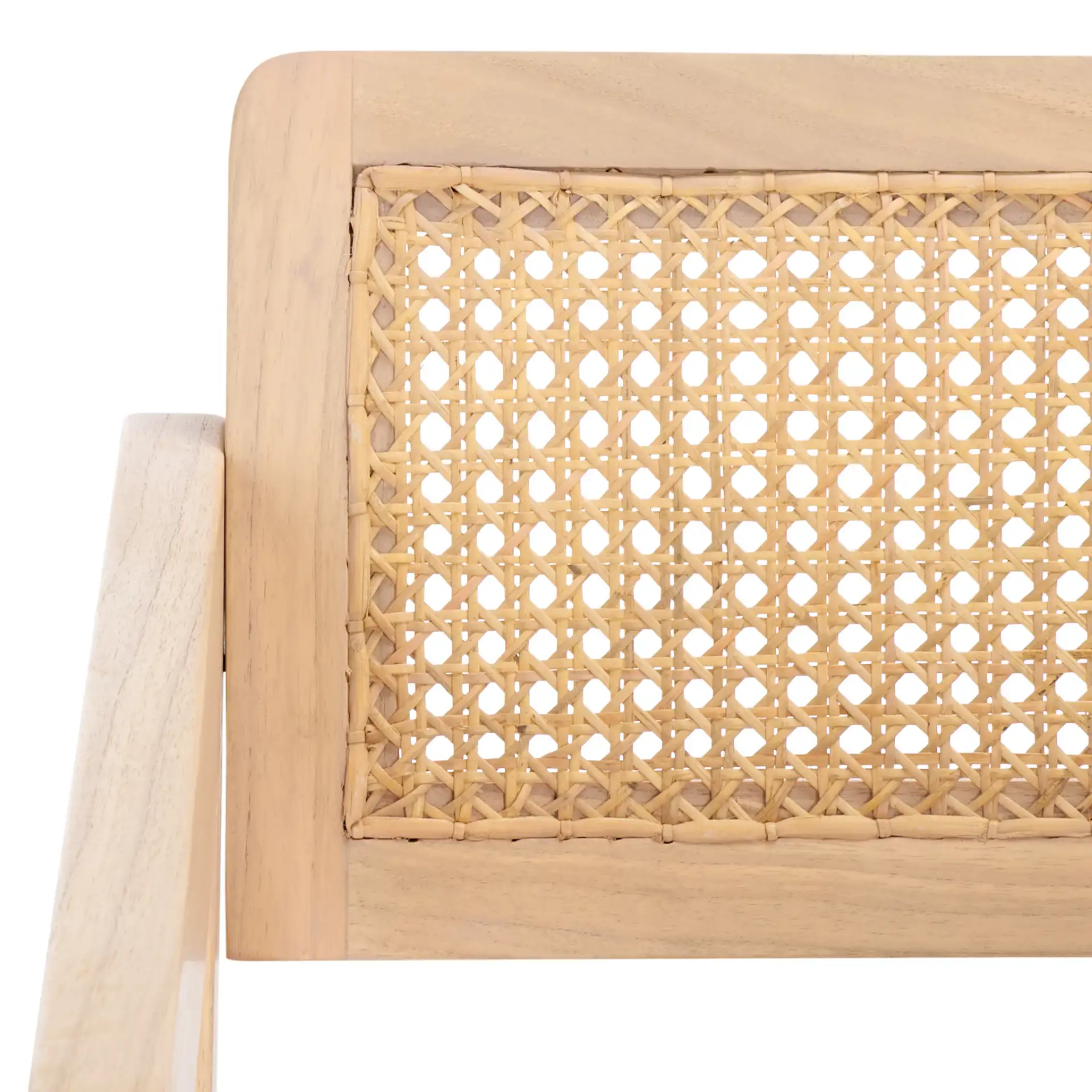 Tyrrell Rattan Dining Chair in Natural in a styled room