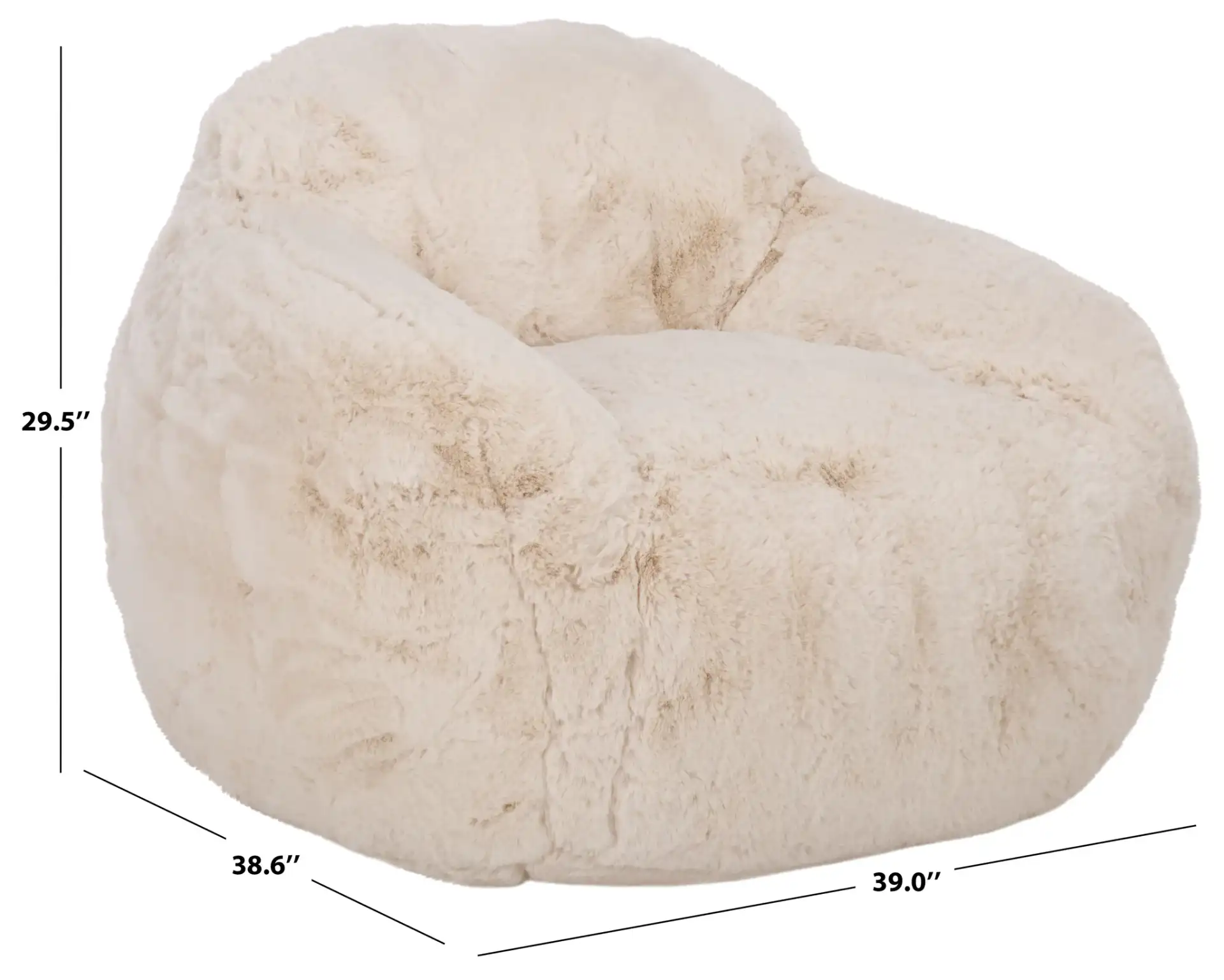 Lorianna Bean Bag Chair in Cream, detail view