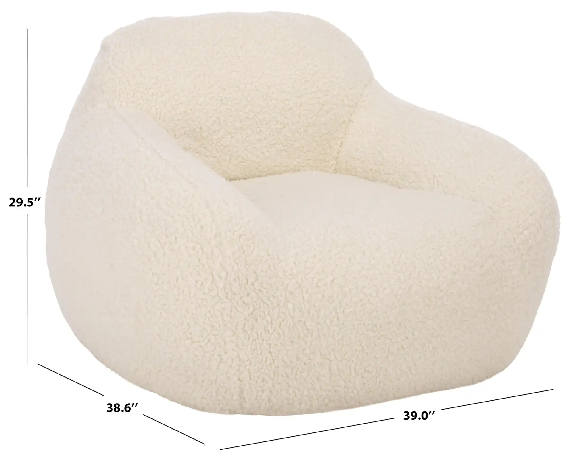 Lorianna Bean Bag Chair in White, detail view