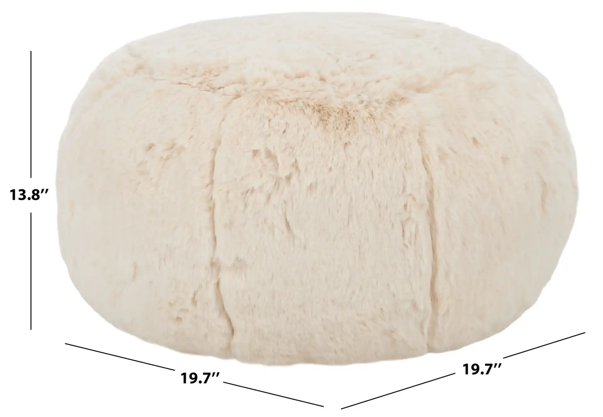 Gracelina Round Pouf in Cream, detail view