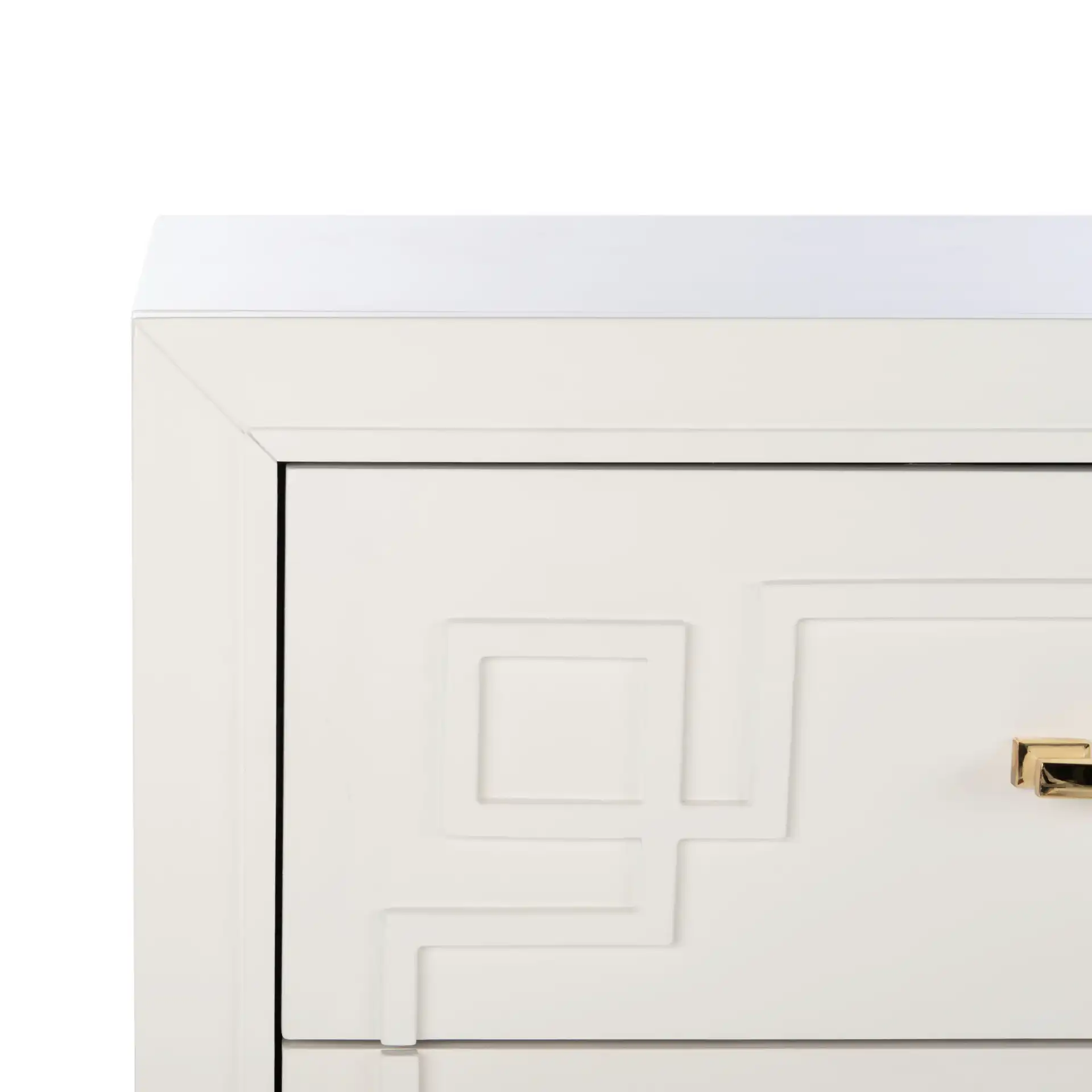 Raina Six-Drawer Dresser in Gray / Silver in a styled room