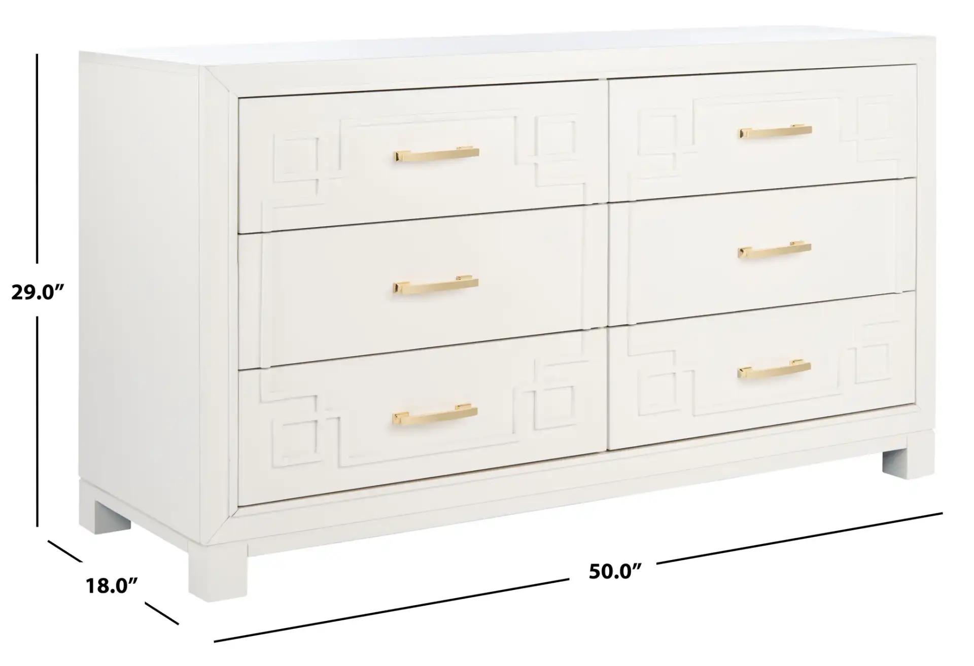Raina Six-Drawer Dresser in Gray / Silver, detail view