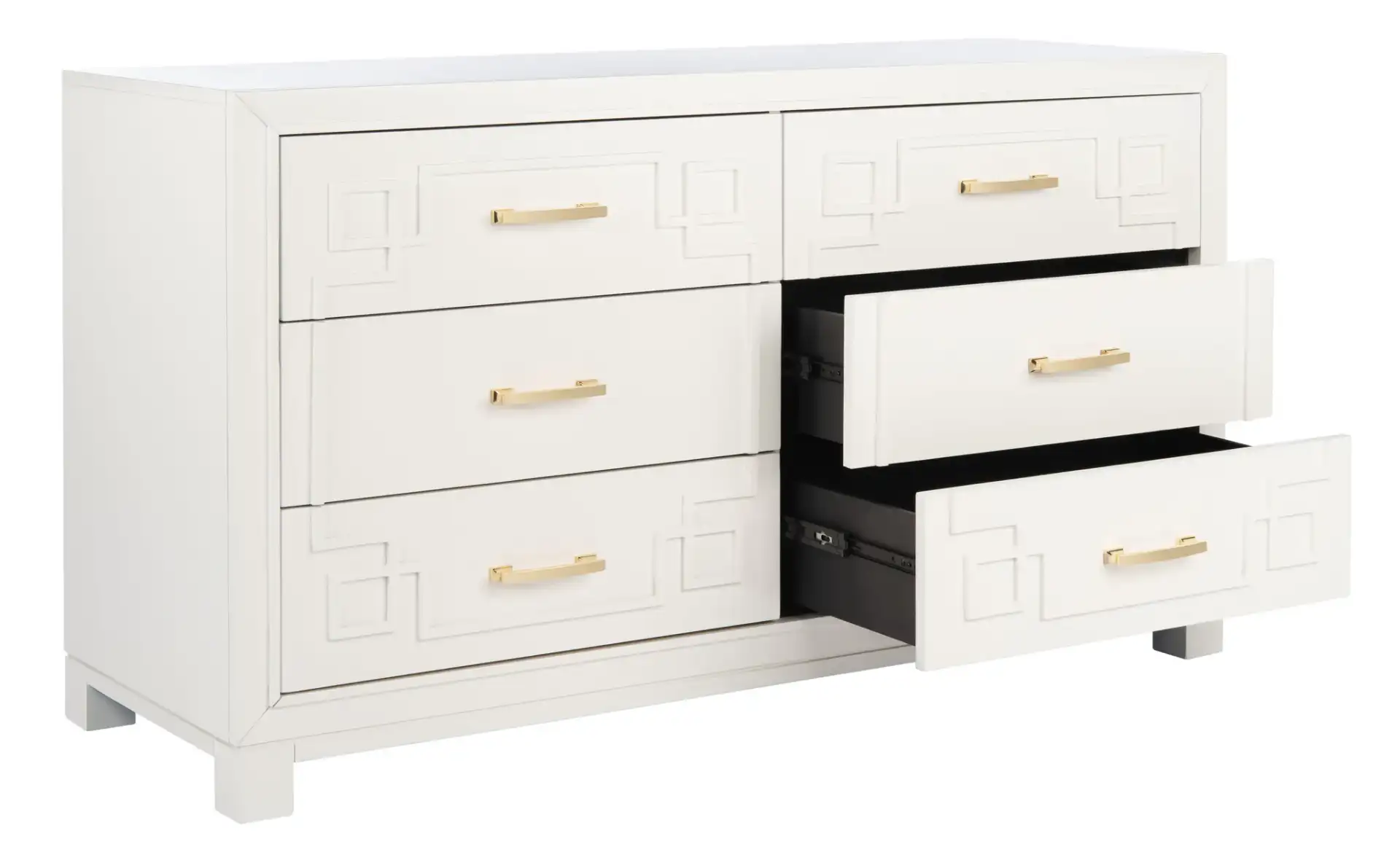 Raina Six-Drawer Dresser in Gray / Silver, detail view