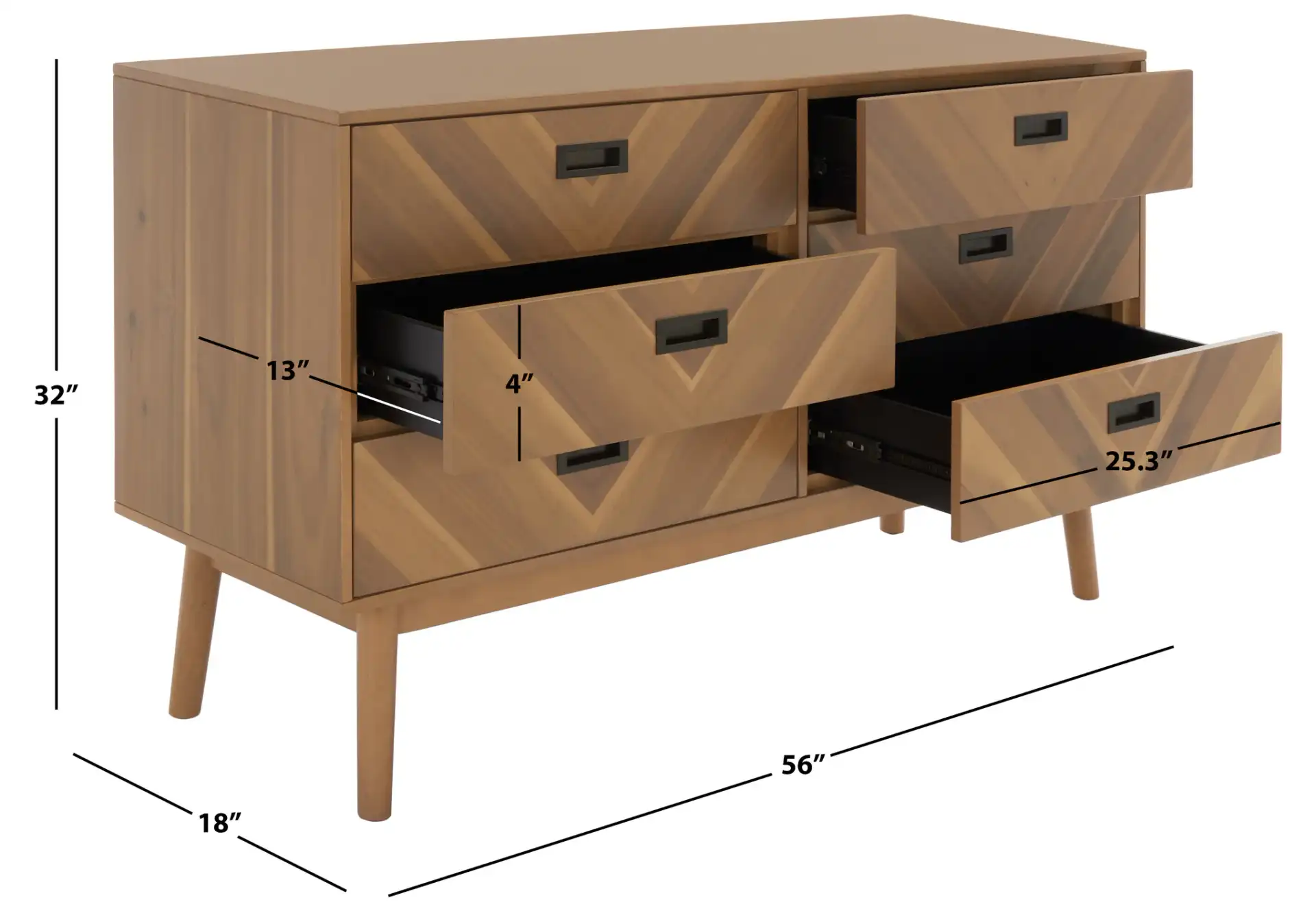Donald Six-Drawer Dresser in Natural, detail view
