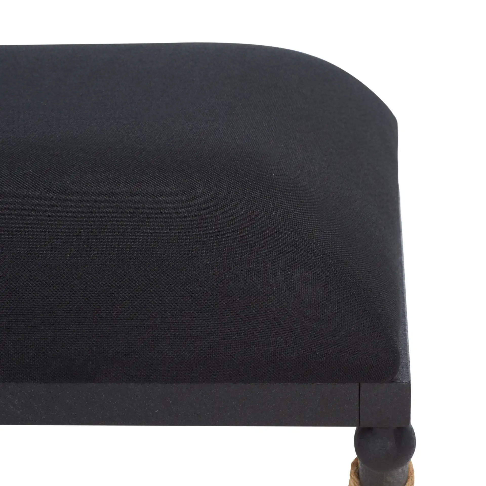 Carmelo Hemp Wrapped Bench in Black in a styled room