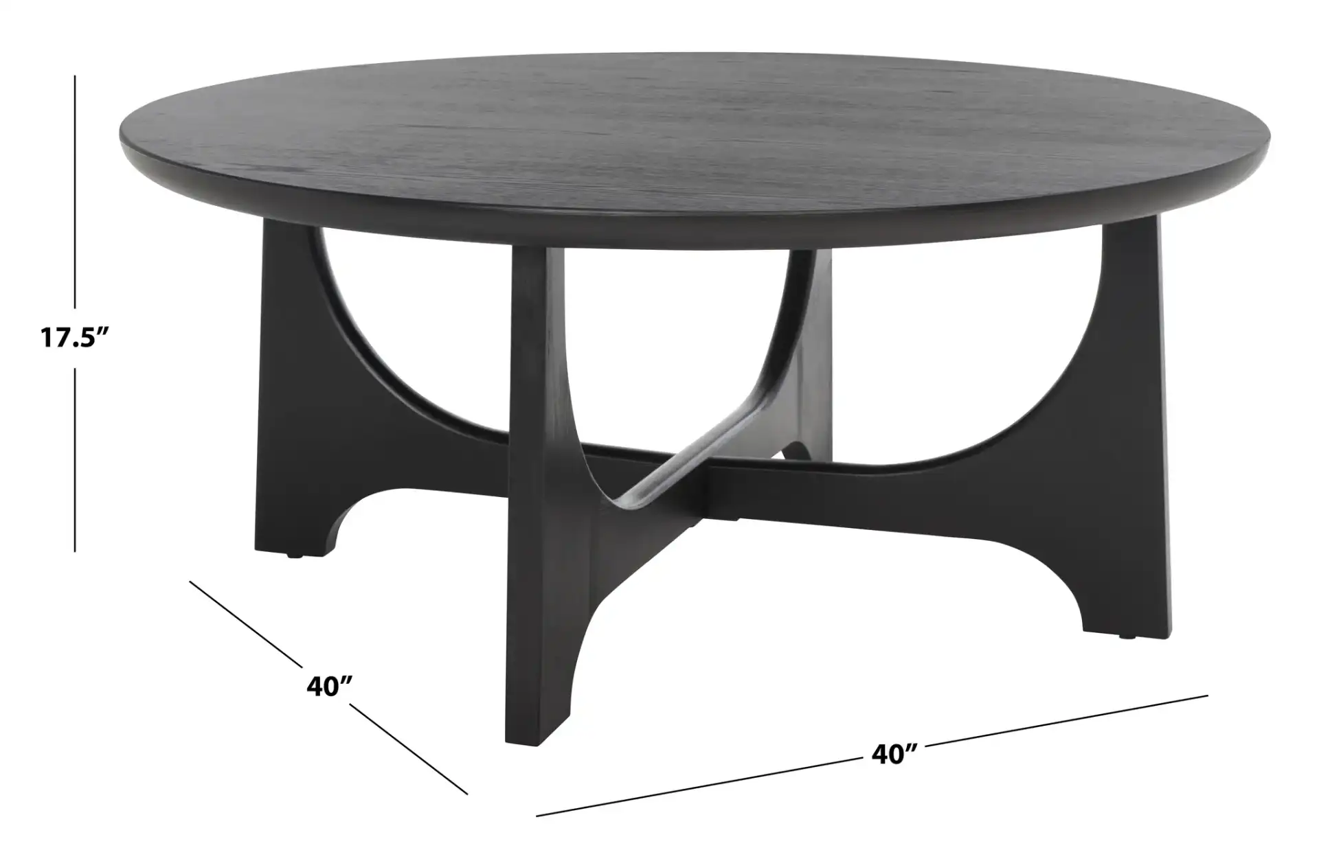 Sasha Wood Coffee Table in Black, detail view