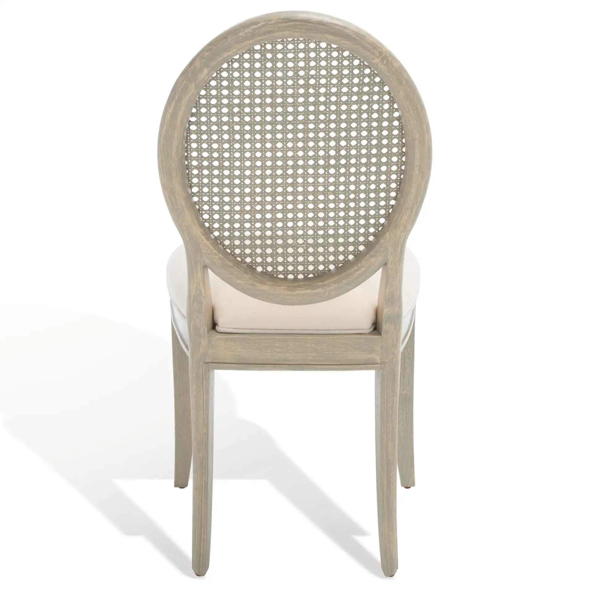 Karlee Rattan Back Dining Chair (Set of 2) in Rustic Gray / Beige, detail view