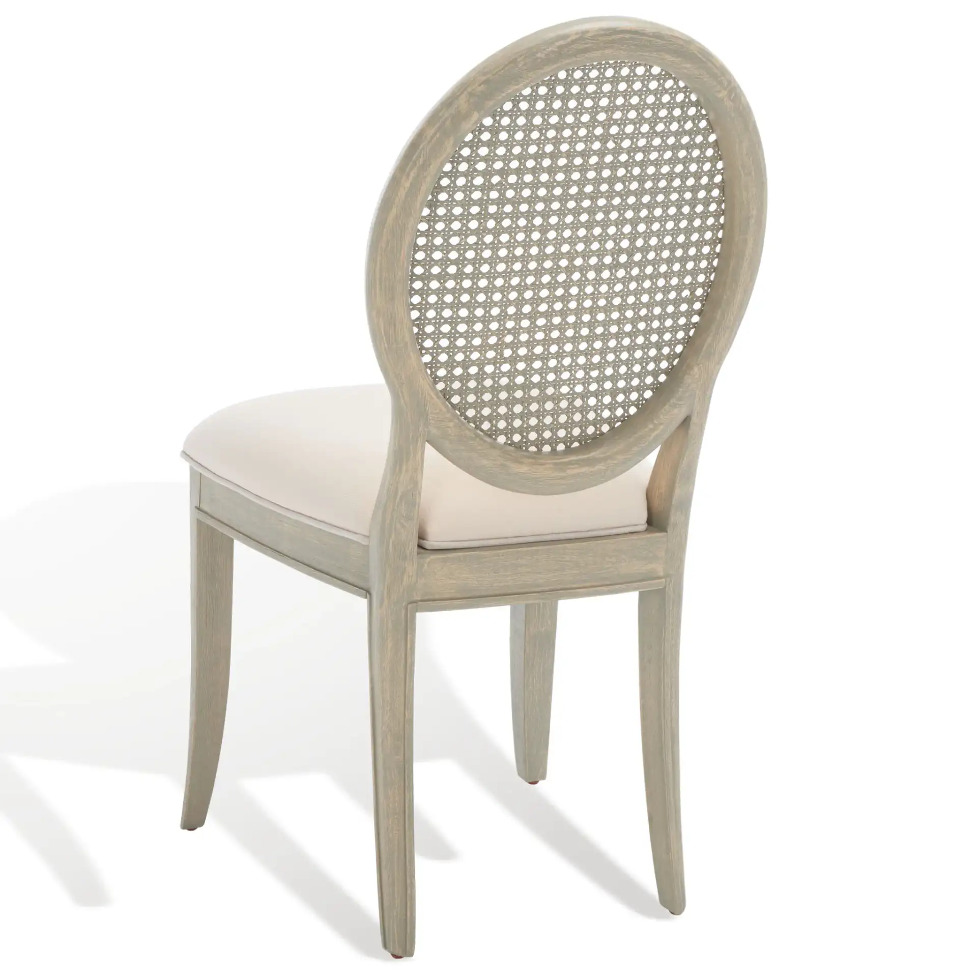 Karlee Rattan Back Dining Chair (Set of 2) in Rustic Gray / Beige, detail view