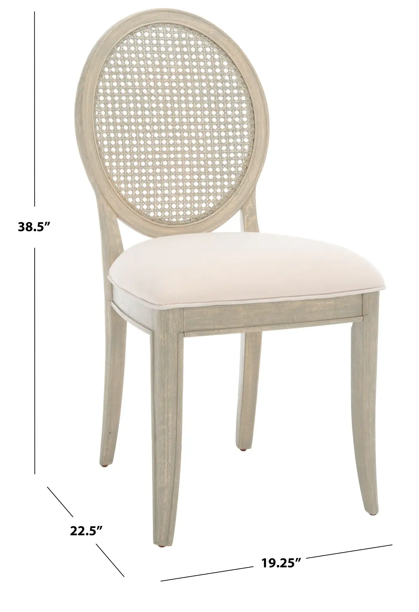 Karlee Rattan Back Dining Chair (Set of 2) in Rustic Gray / Beige, detail view