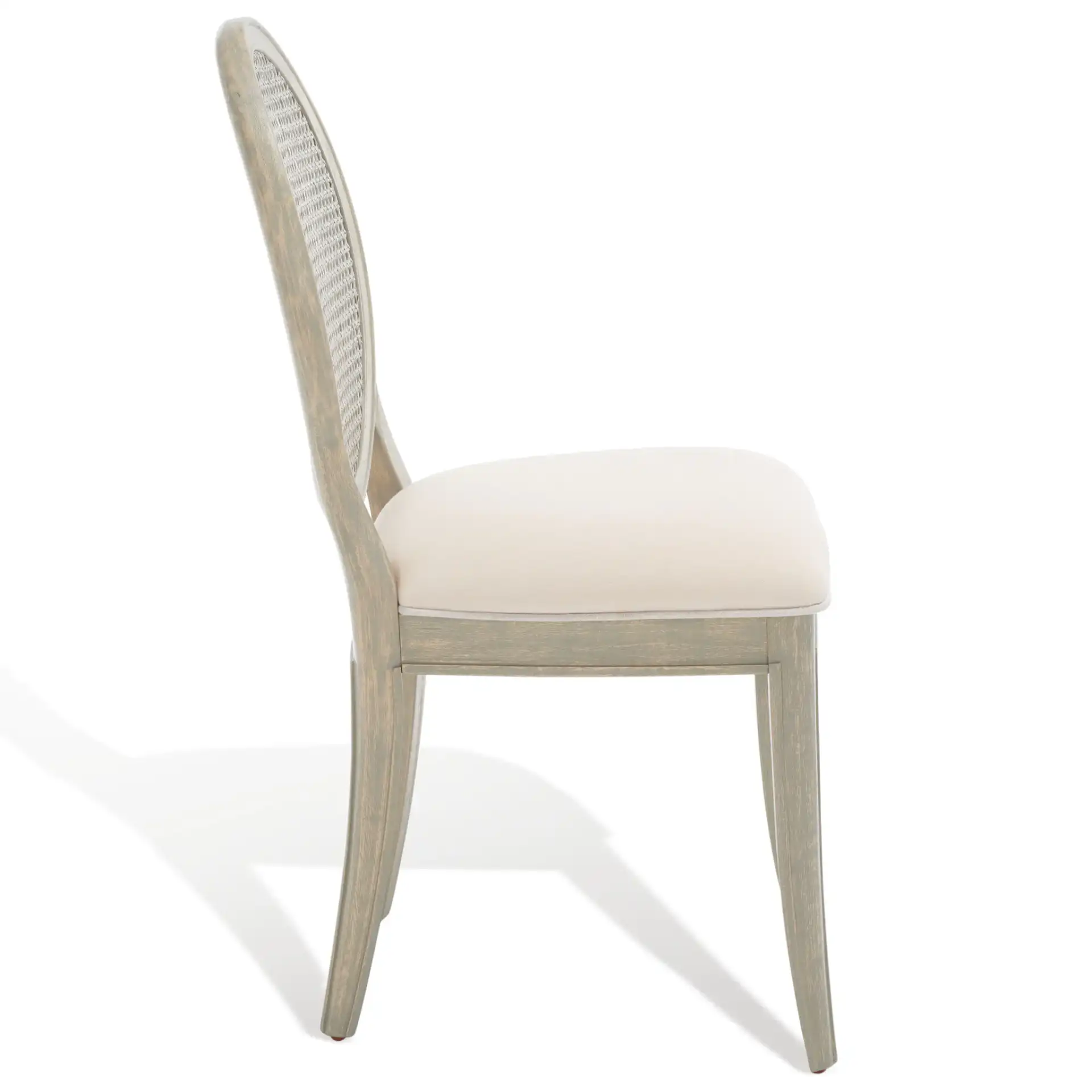 Karlee Rattan Back Dining Chair (Set of 2) in Rustic Gray / Beige, detail view