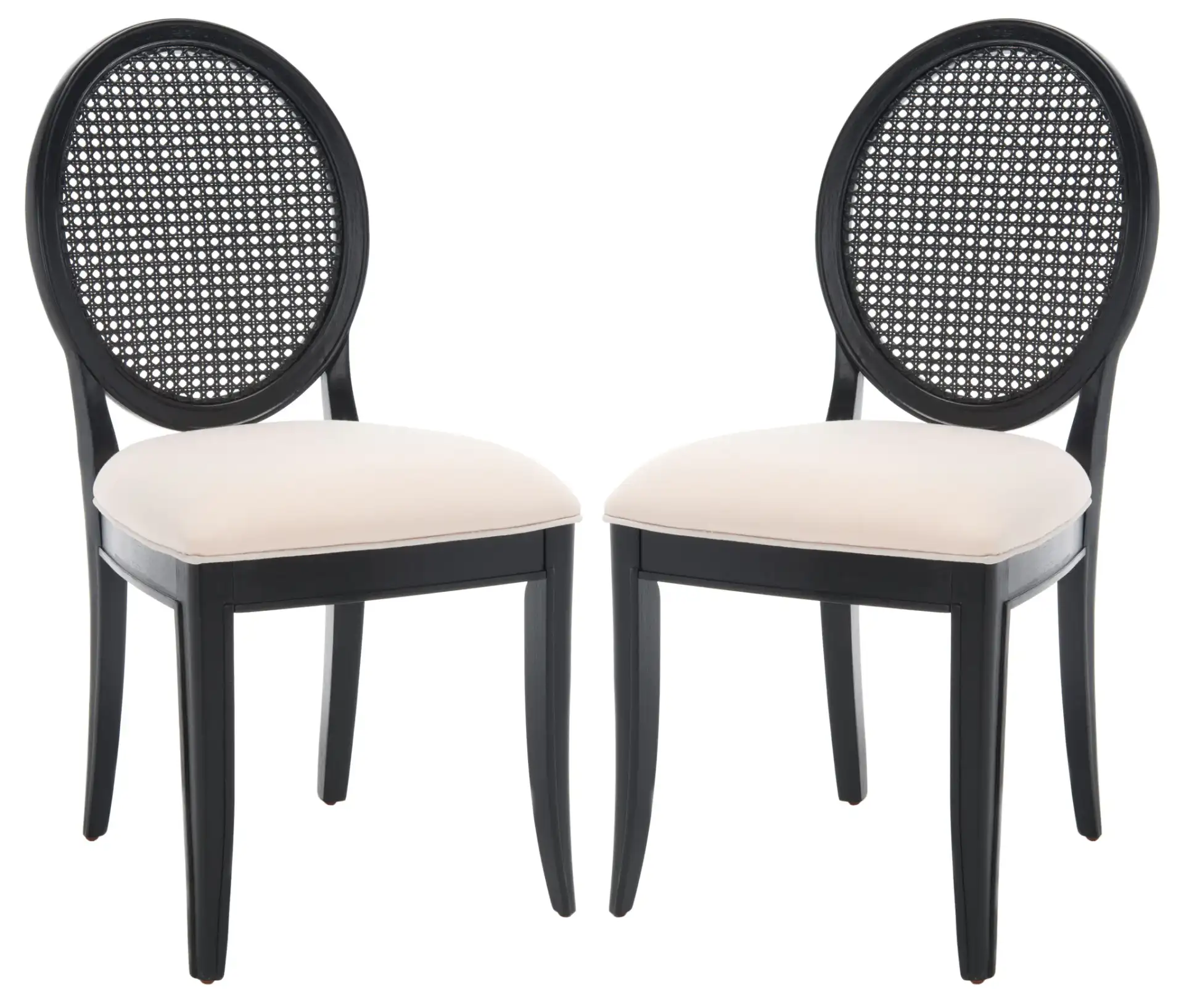 Karlee Rattan Back Dining Chair (Set of 2) in Rustic Gray / Beige, detail view