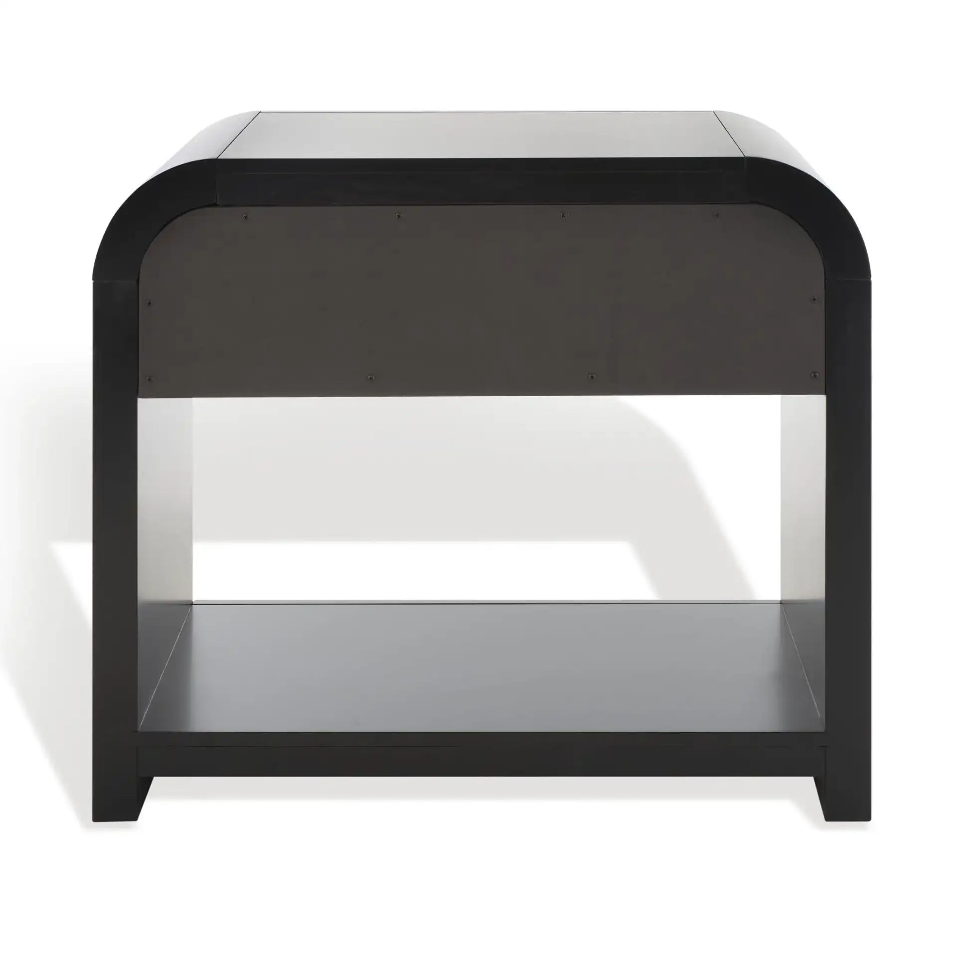 Liabella One-Drawer Curved Nightstand in Black / Gold, detail view