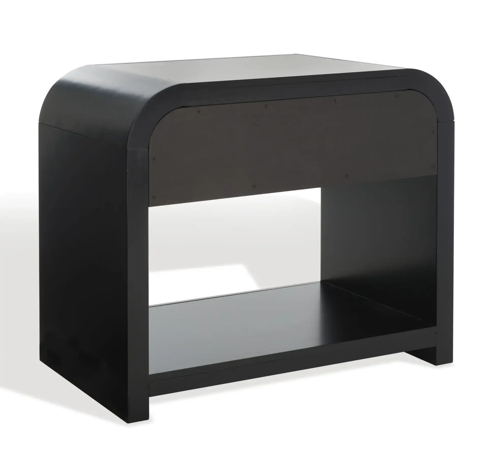 Liabella One-Drawer Curved Nightstand in Black / Gold, detail view