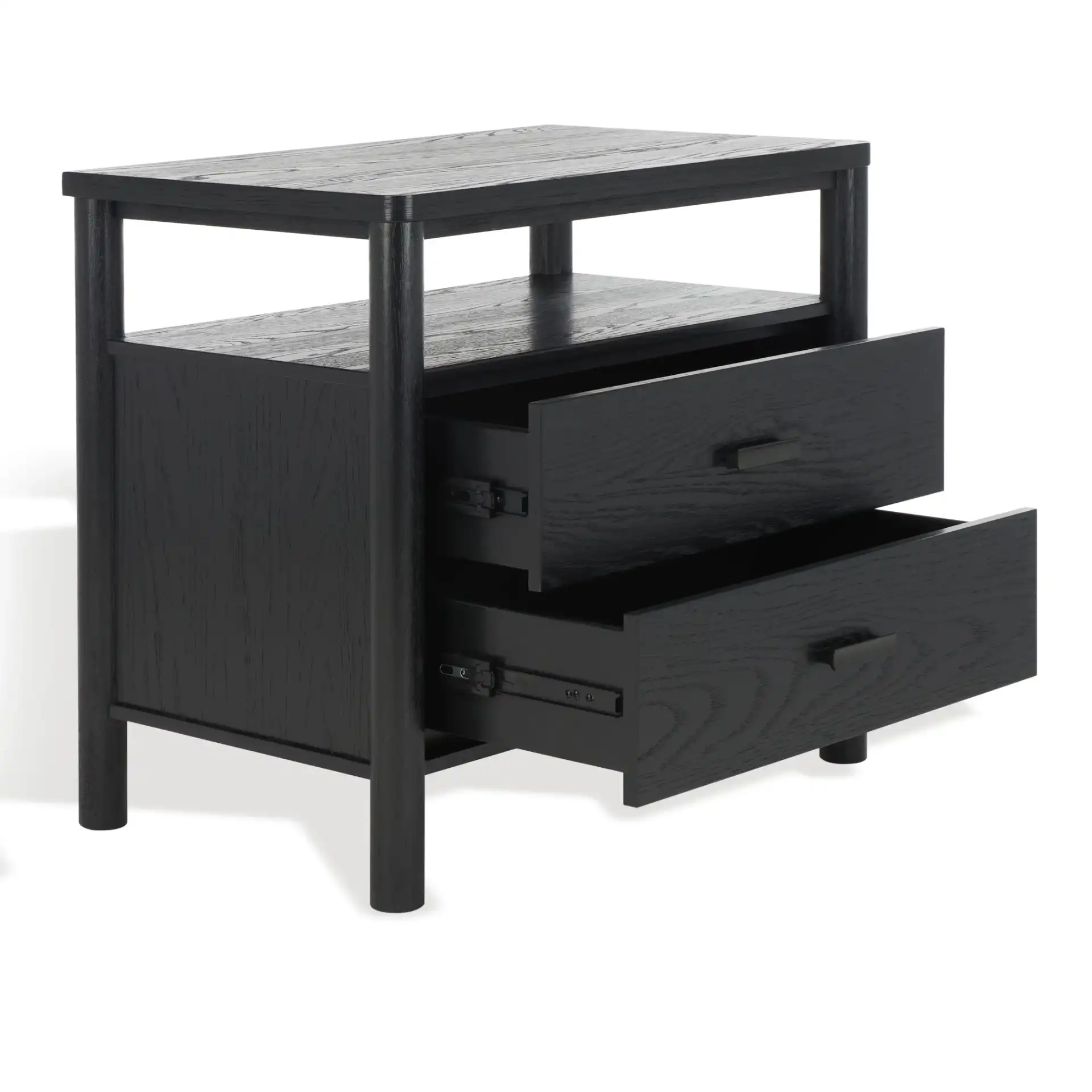Jaylessa Wood Nightstand in Black, detail view