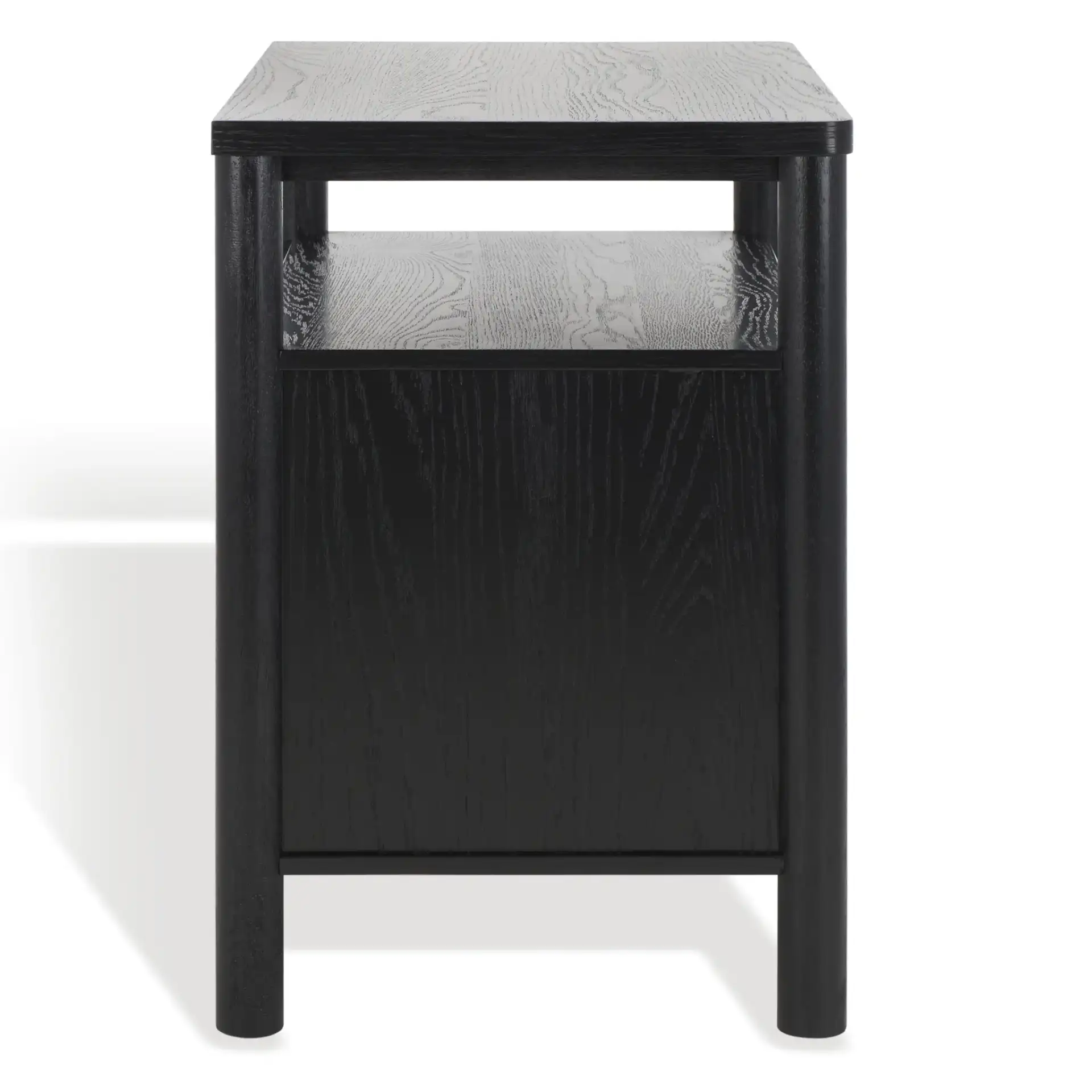Jaylessa Wood Nightstand in Black, detail view