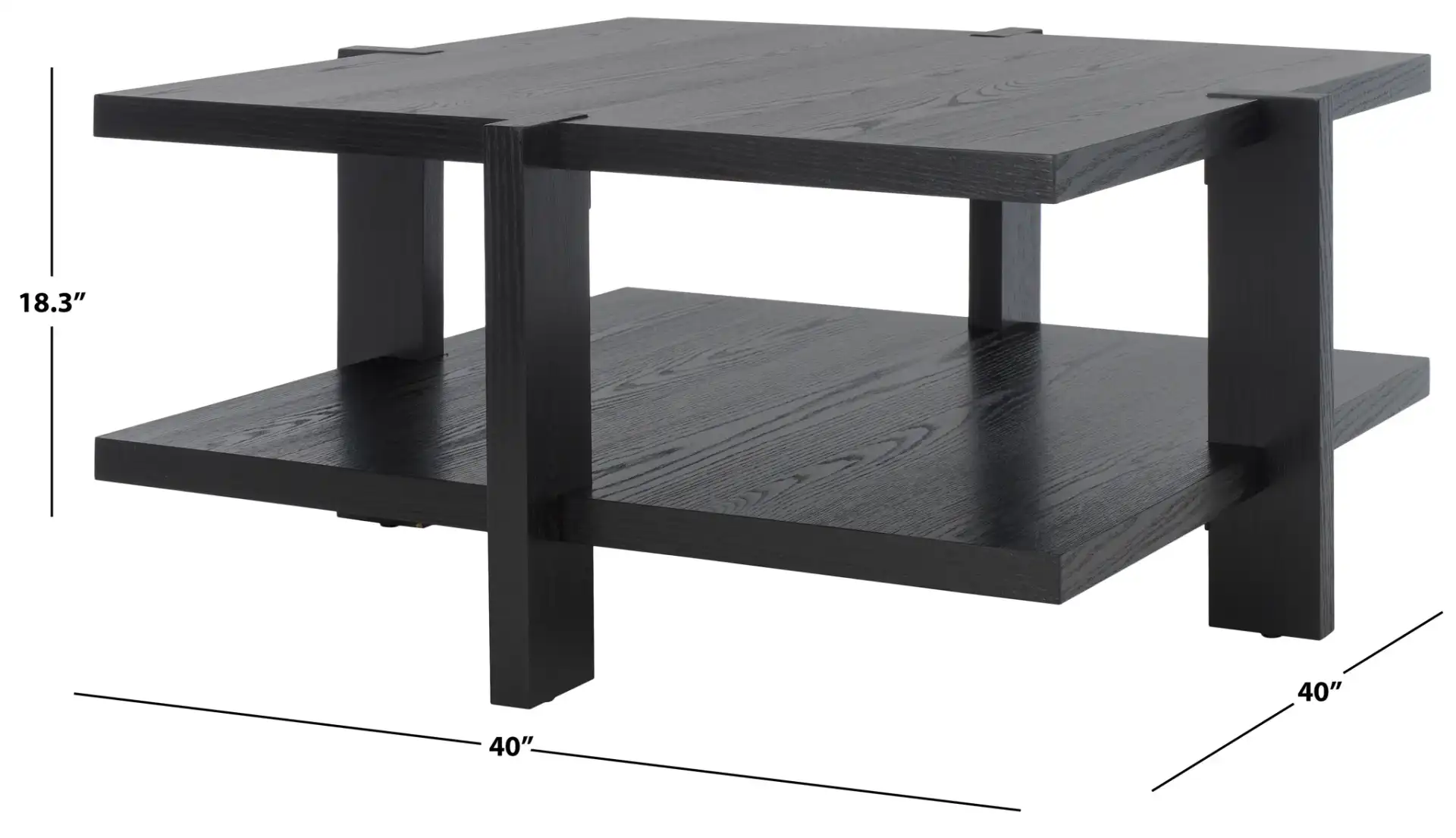 Quigley Square Coffee Table in Black, detail view