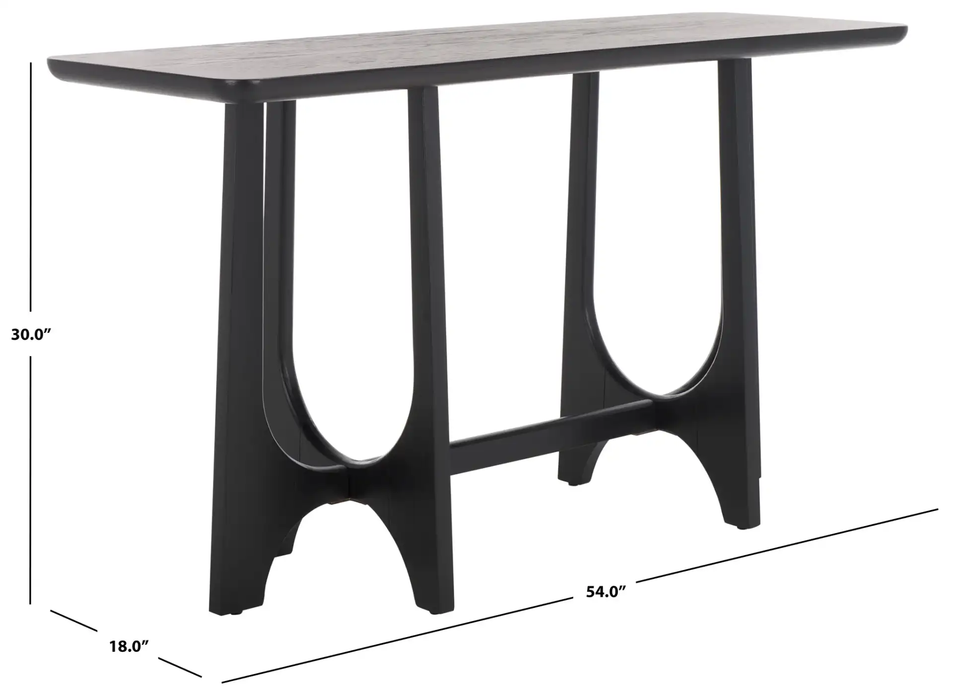 Sasha Wood Console Table in Black, detail view