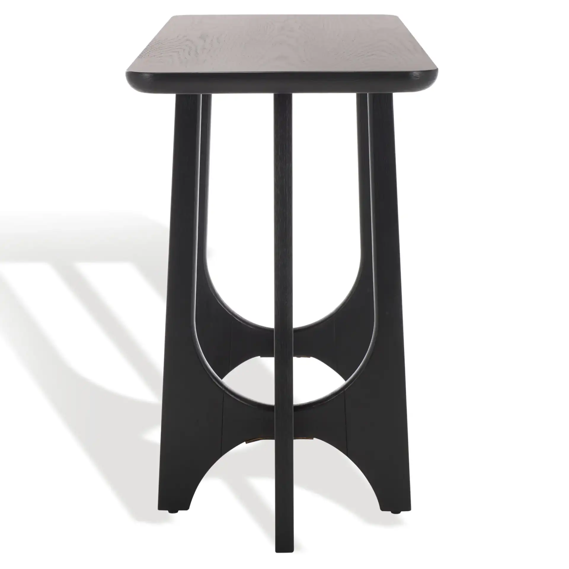 Sasha Wood Console Table in Black, detail view