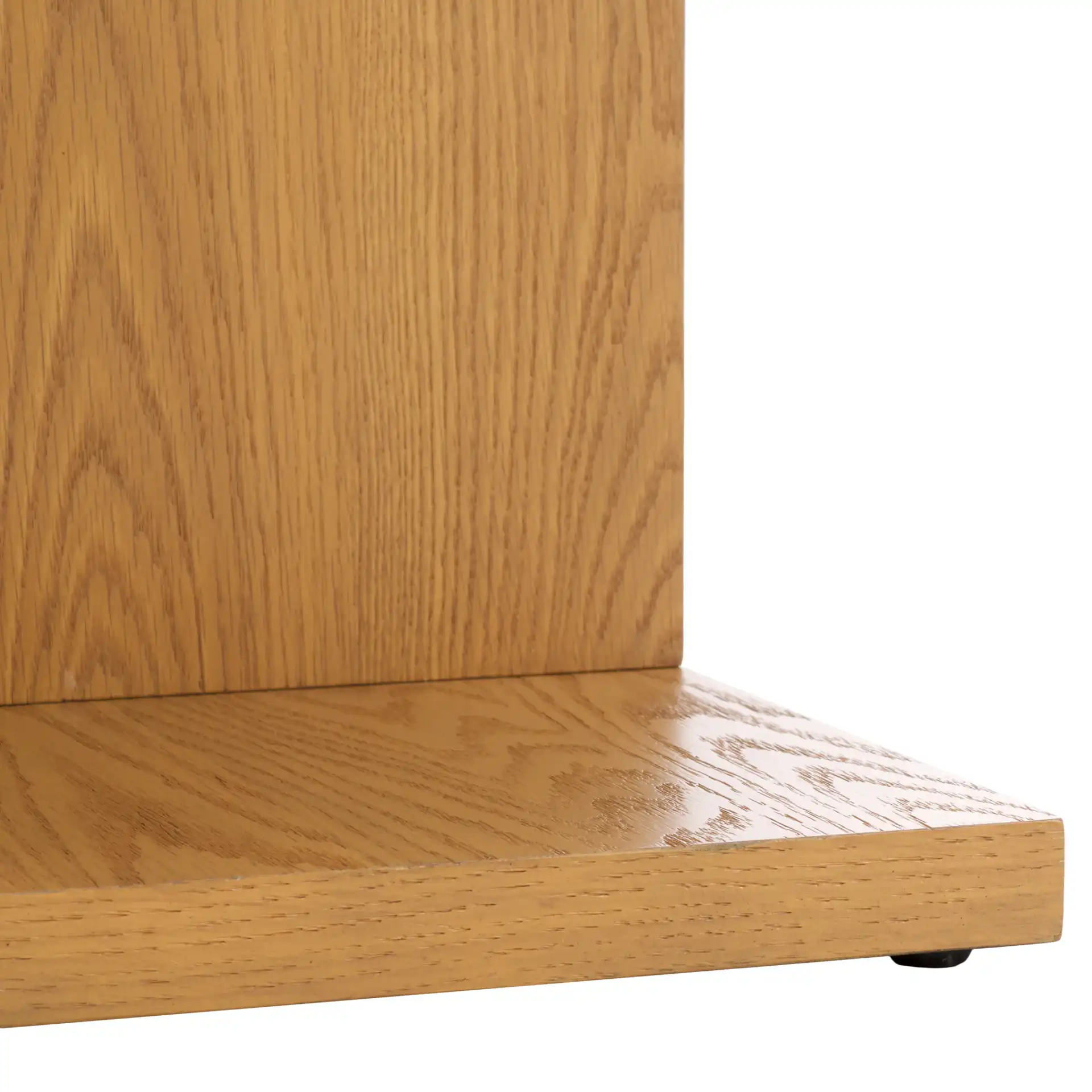 Kassia Wood "C" Table in Medium Oak, detail view