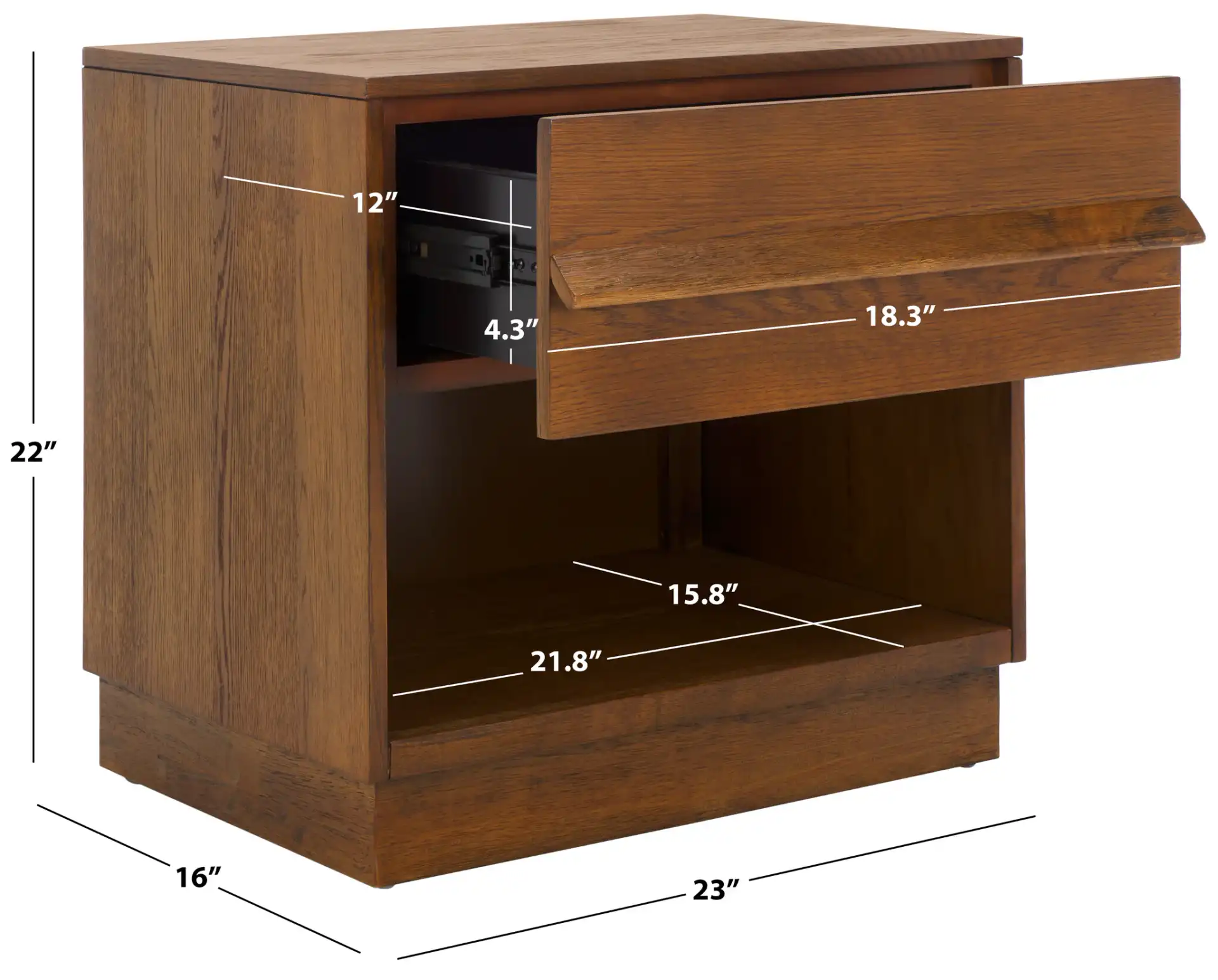 Deirdra One-Drawer Nightstand in Black, detail view