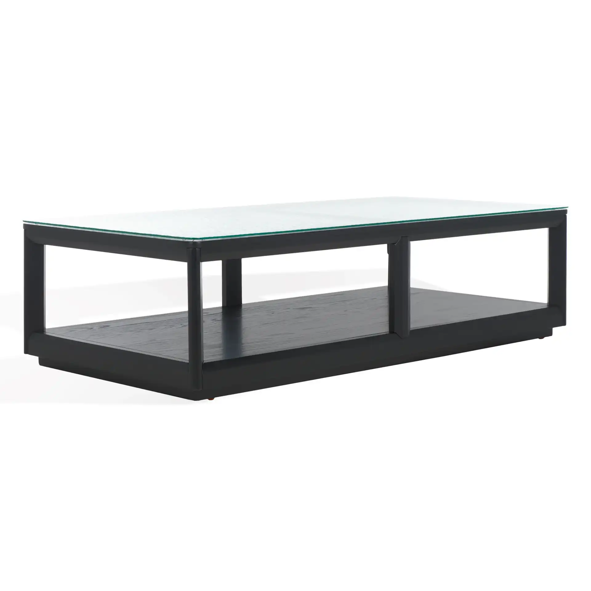 Benecarlo Glass Top Coffee Table in Black / Clear, detail view