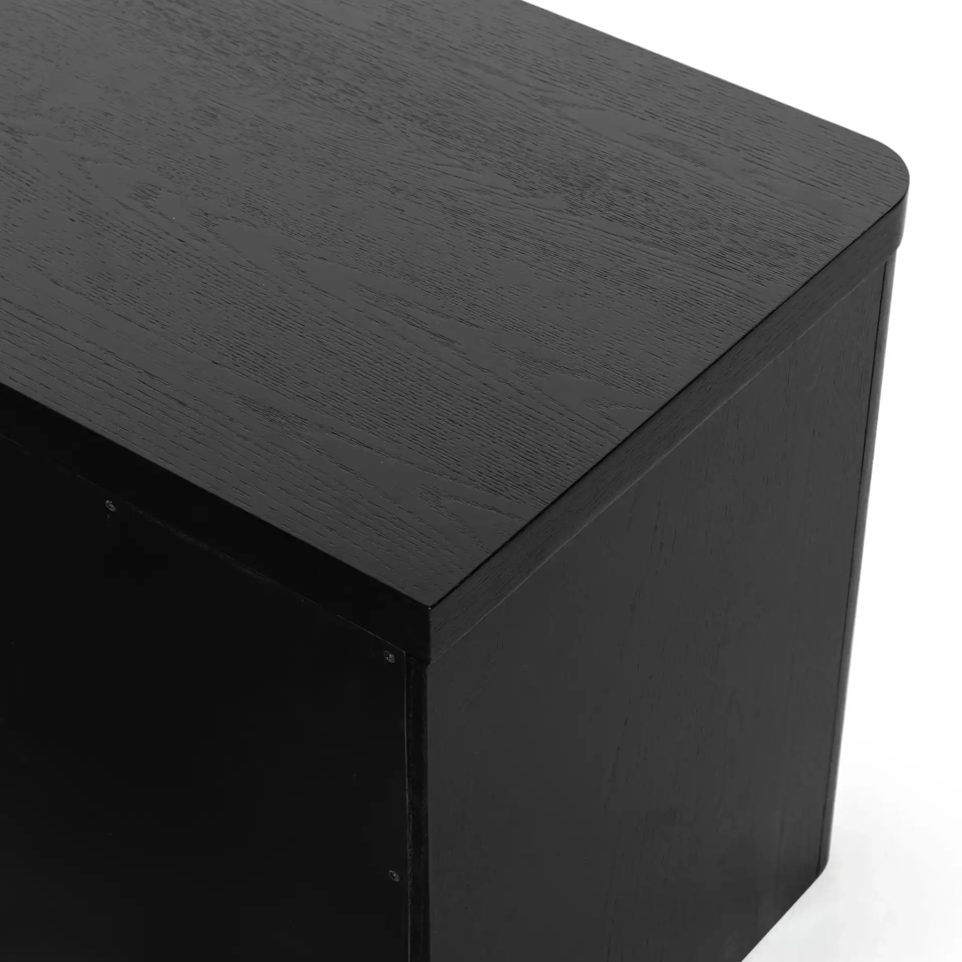 Raylie Two-Drawer Wood Nightstand in Black, detail view
