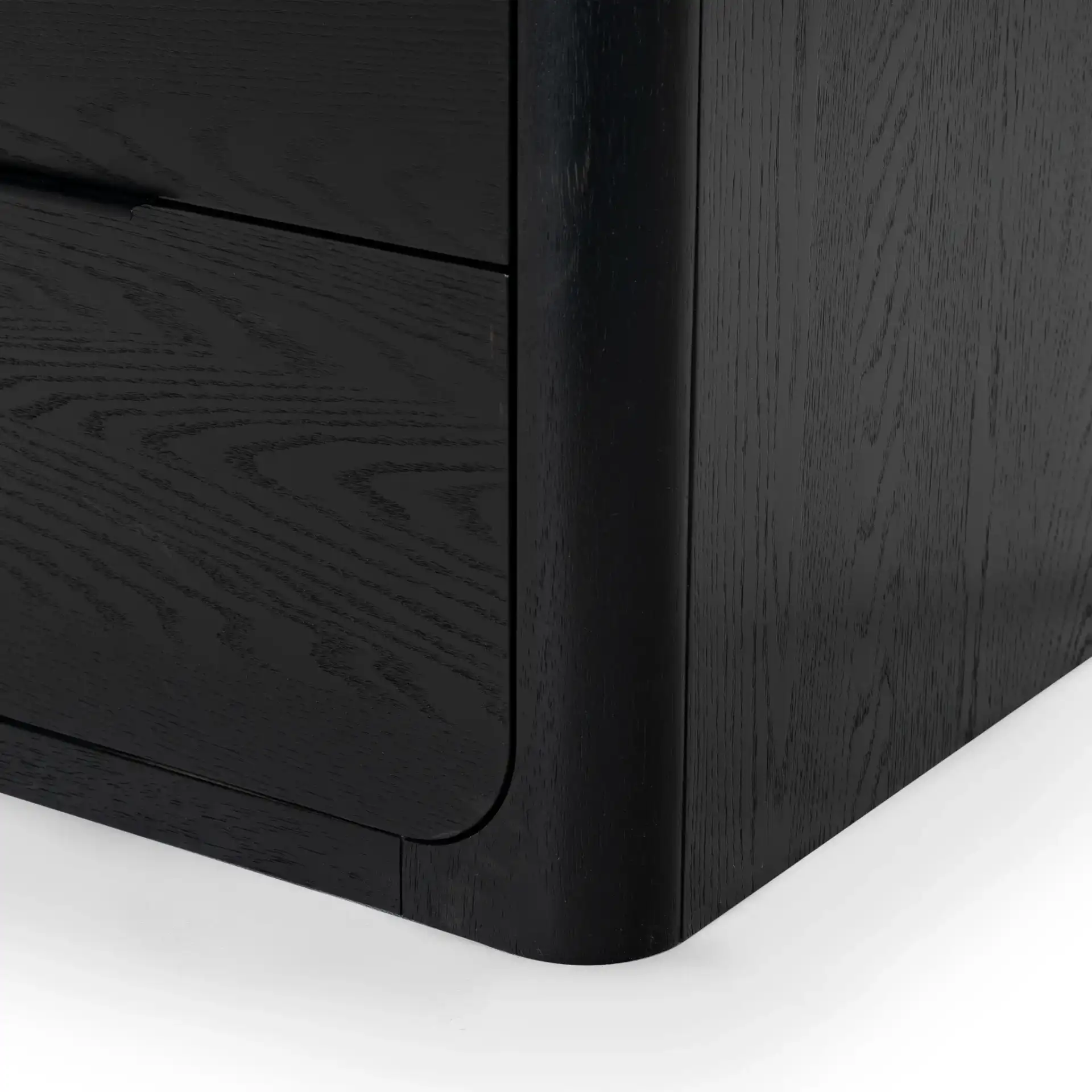 Raylie Two-Drawer Wood Nightstand in Black, detail view