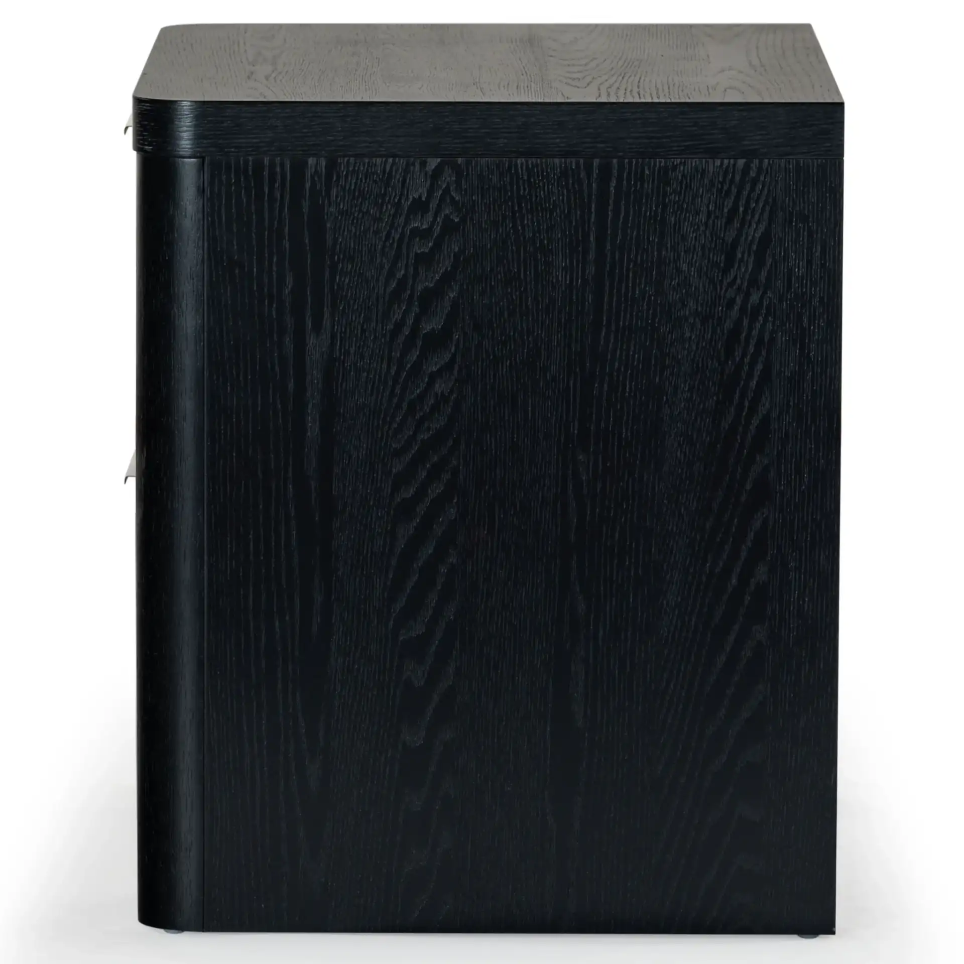Raylie Two-Drawer Wood Nightstand in Black, detail view