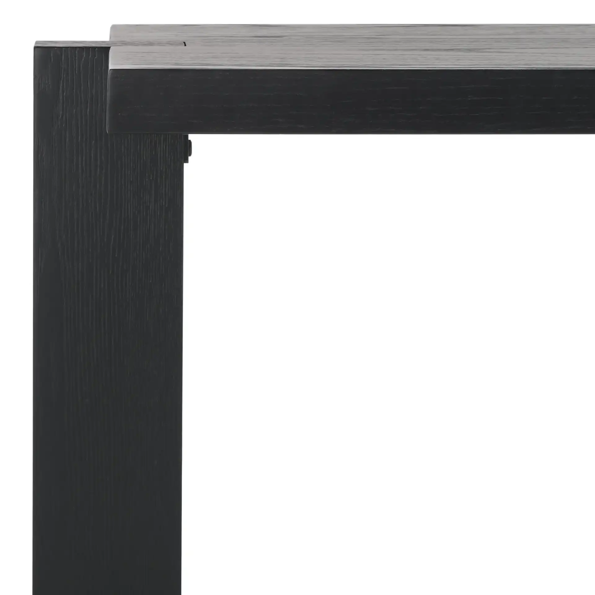 Quigley Rectangular Wood Console Table in Black in a styled room