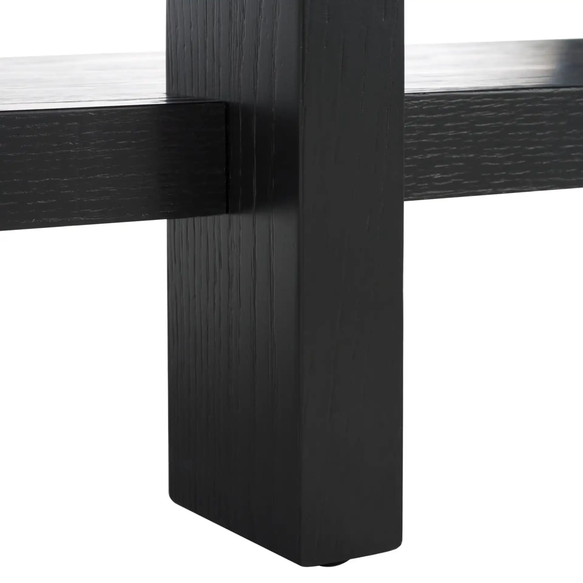 Quigley Rectangular Wood Console Table in Black, detail view
