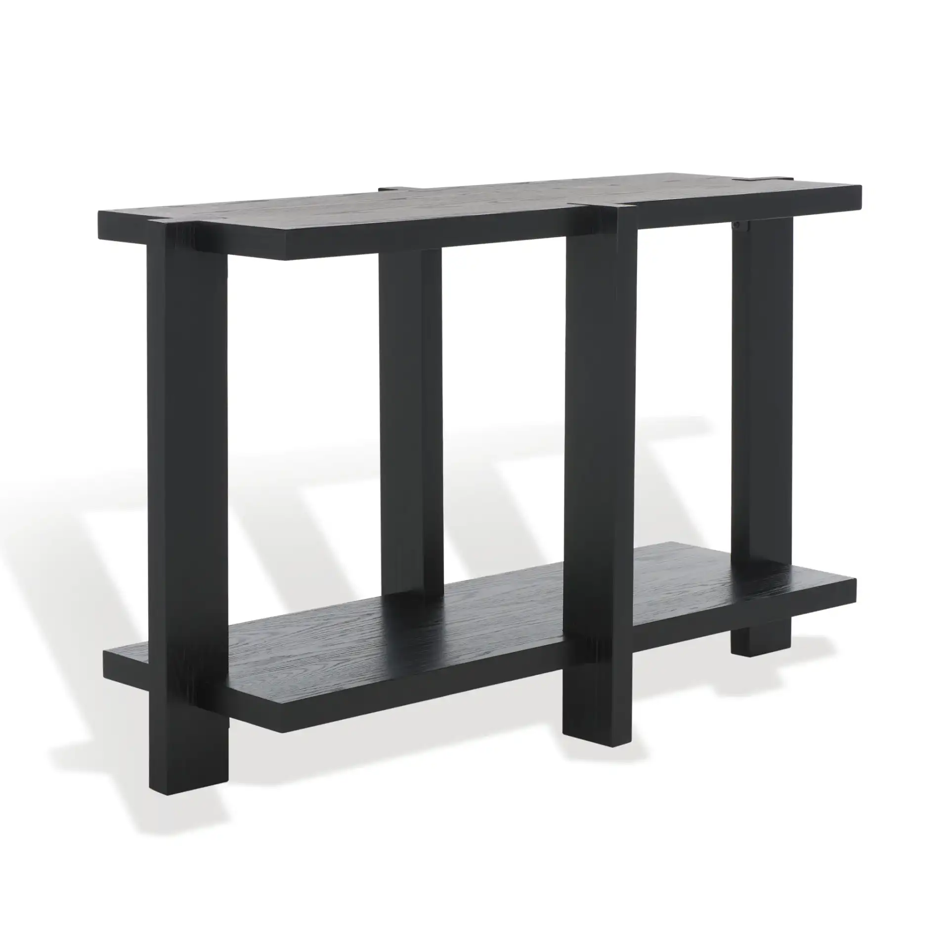 Quigley Rectangular Wood Console Table in Black, detail view