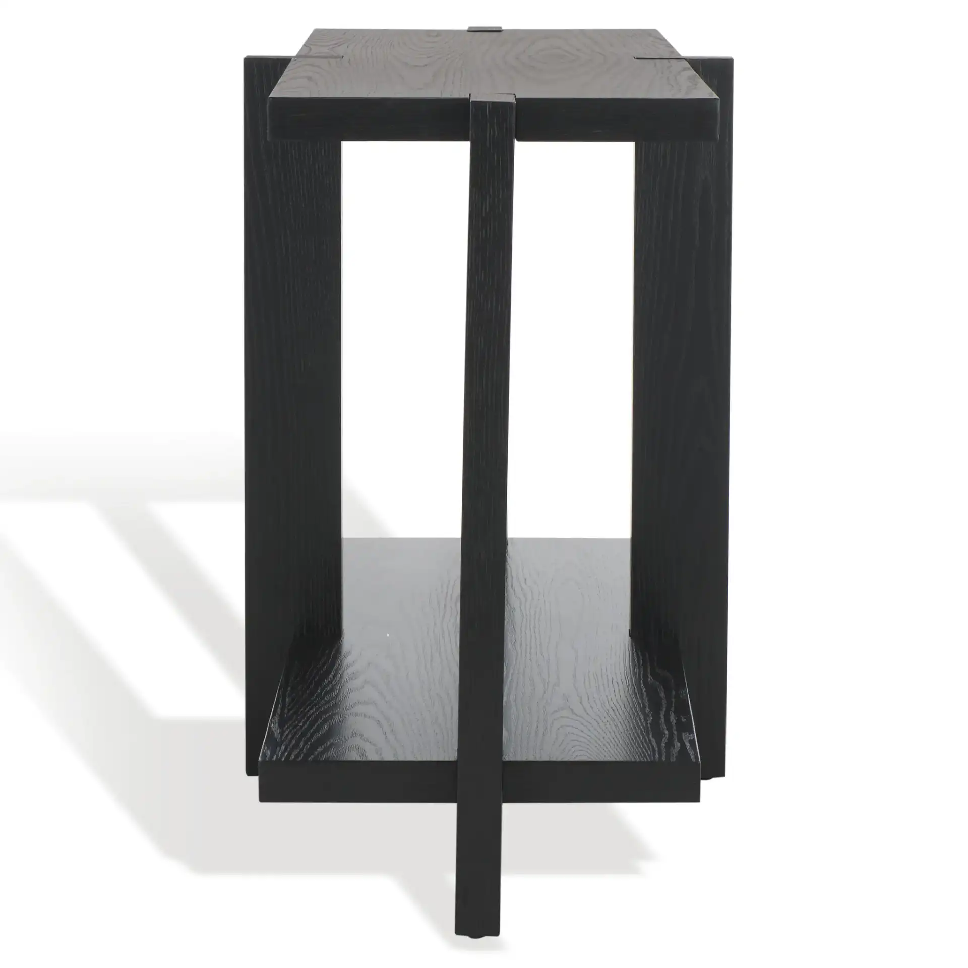 Quigley Rectangular Wood Console Table in Black, detail view