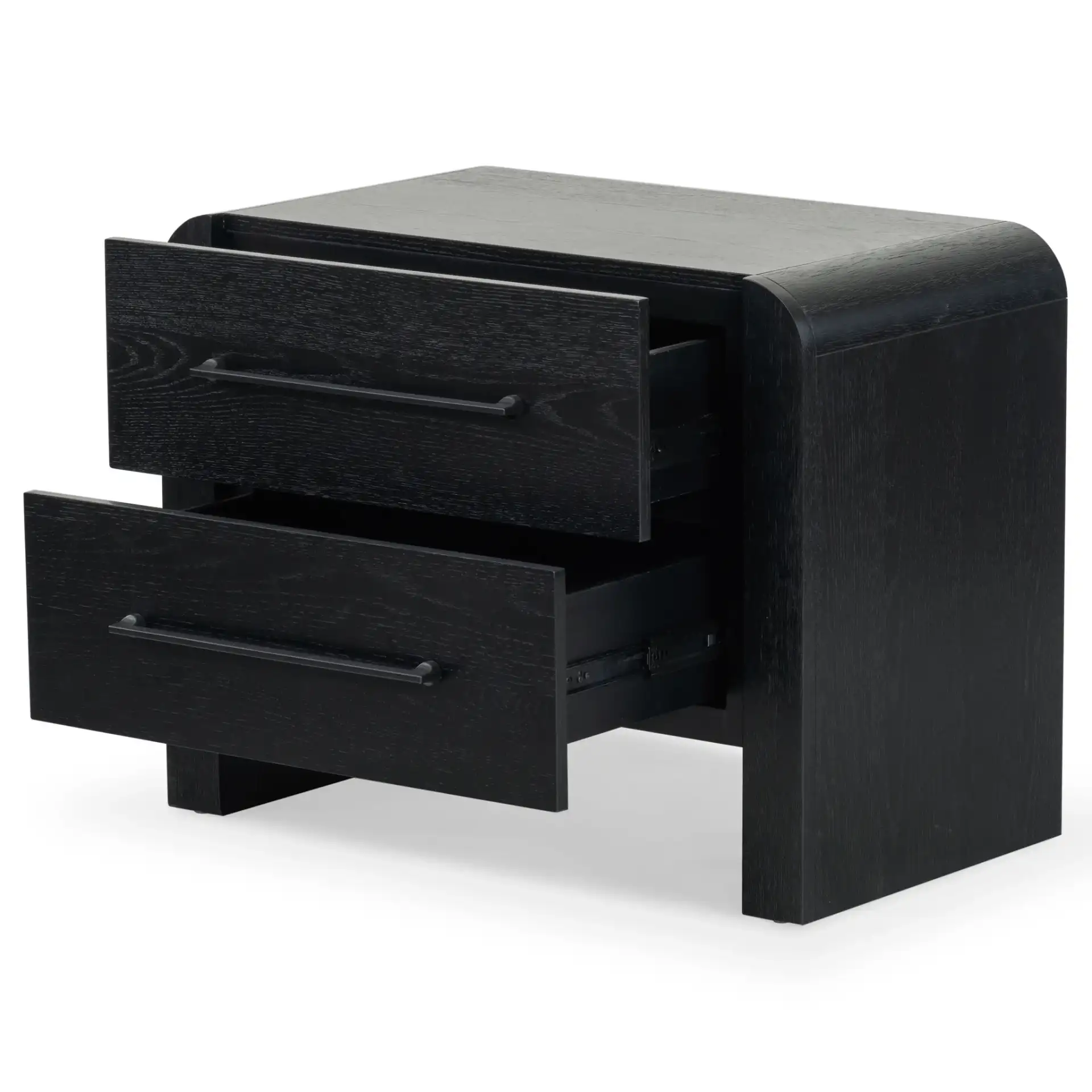 Katrina Two-Drawer Nightstand in Black, detail view