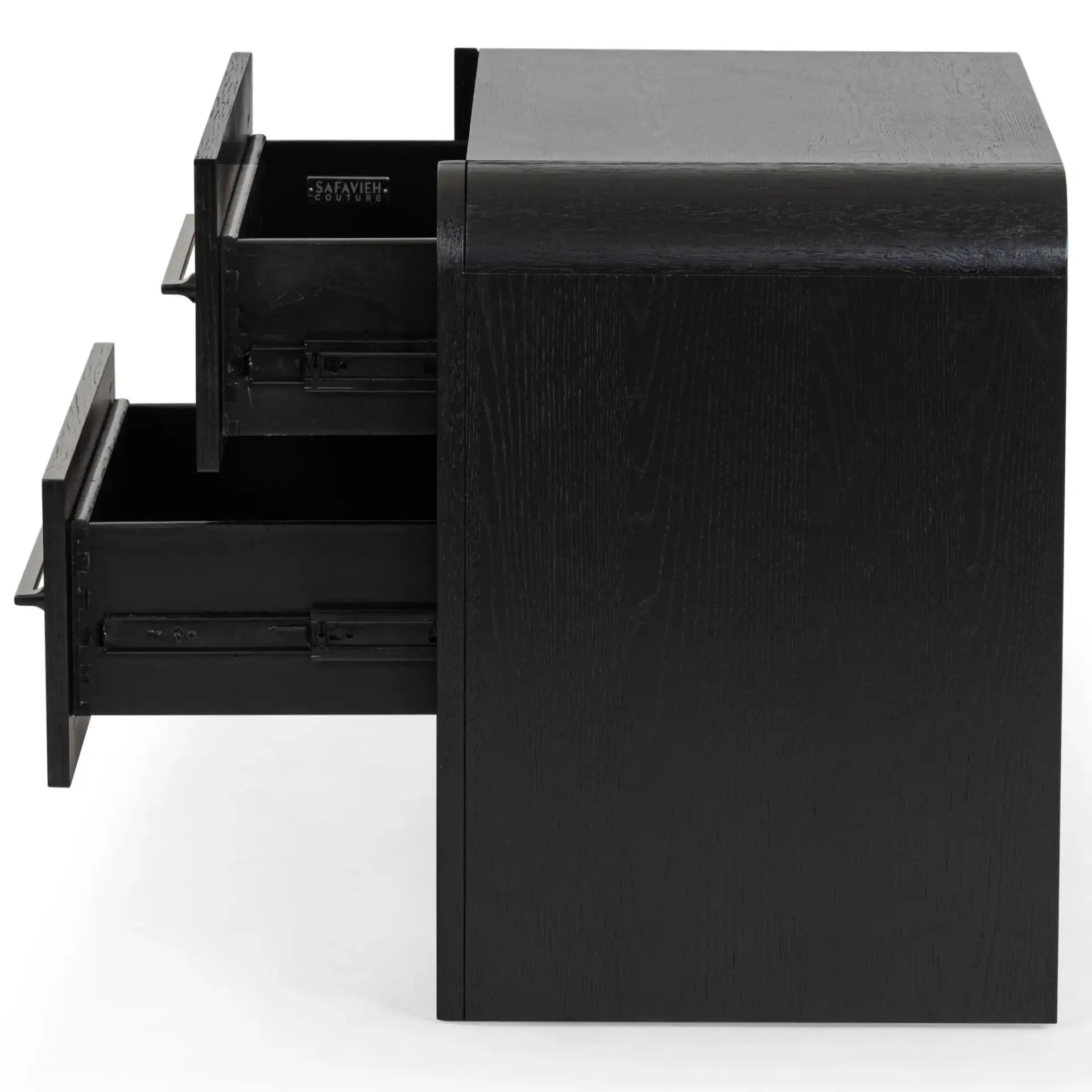 Katrina Two-Drawer Nightstand in Black, detail view