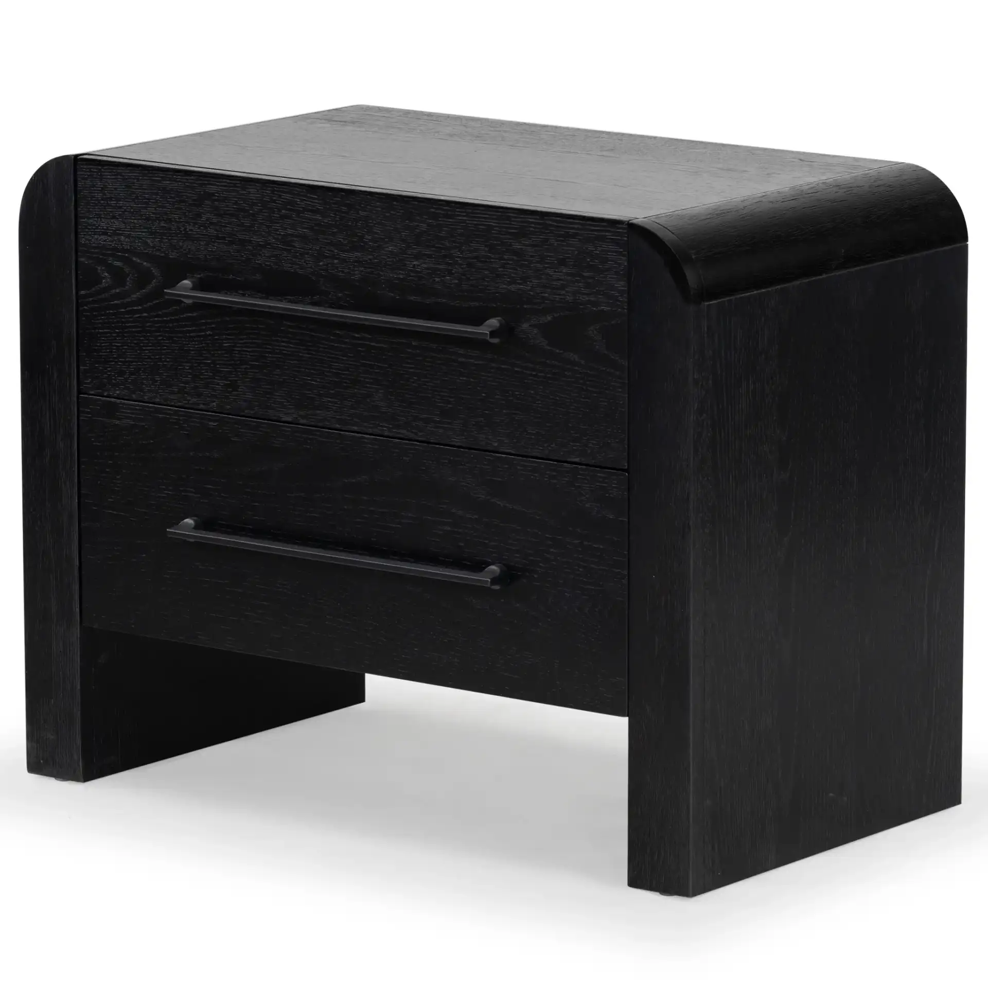 Katrina Two-Drawer Nightstand in Black, detail view