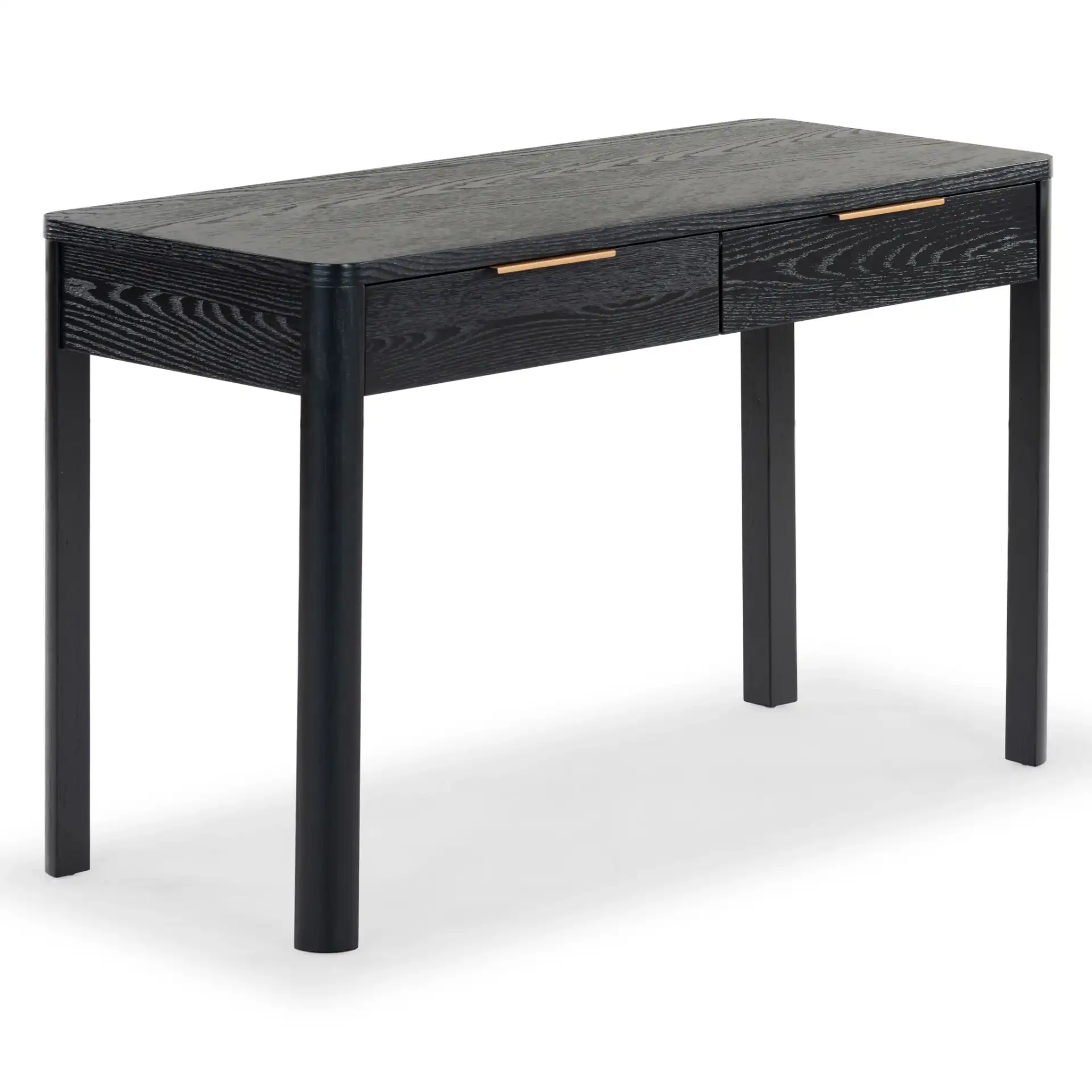 Gabrietta Two-Drawer Wood Desk in Black / Gold
