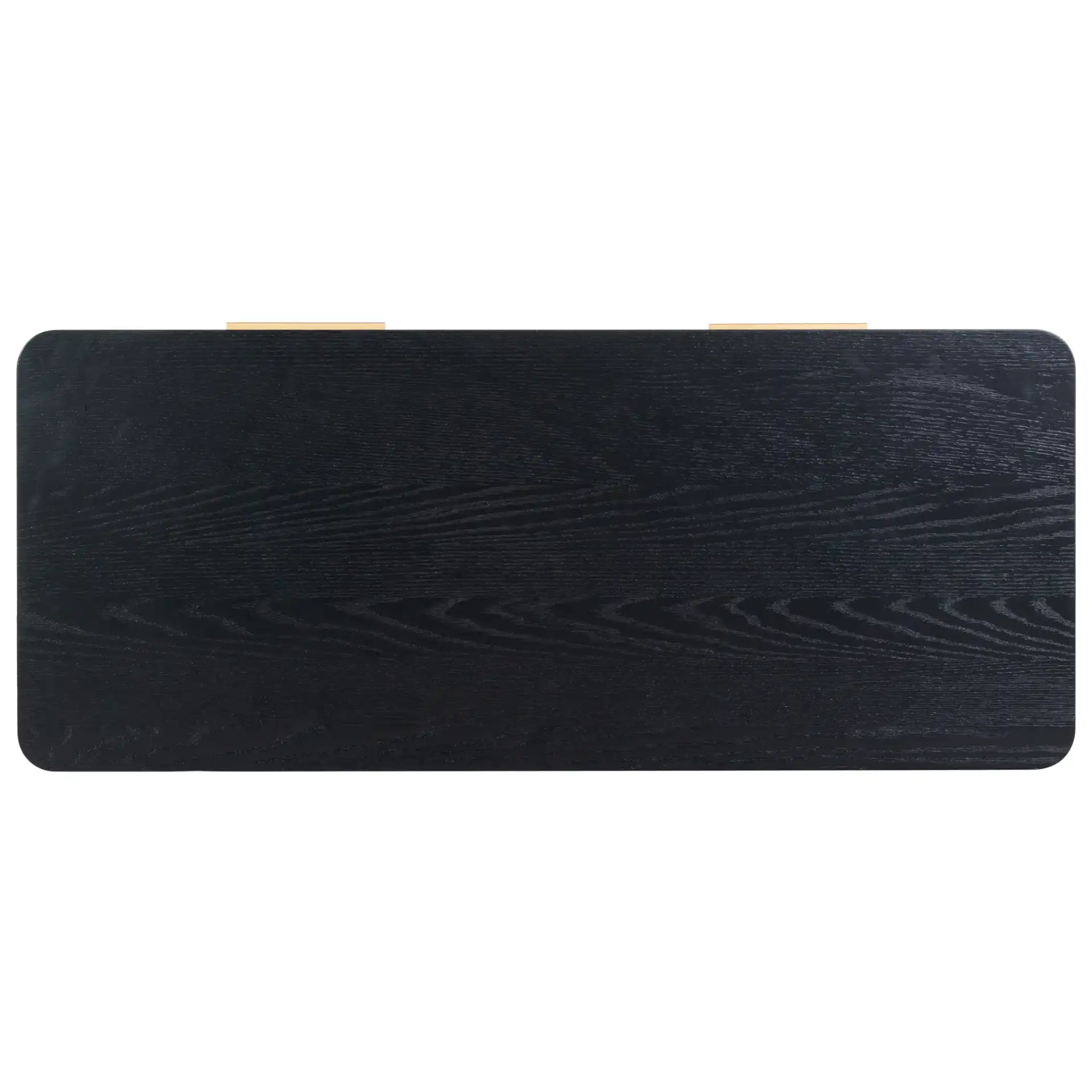 Gabrietta Two-Drawer Wood Desk in Black / Gold, detail view