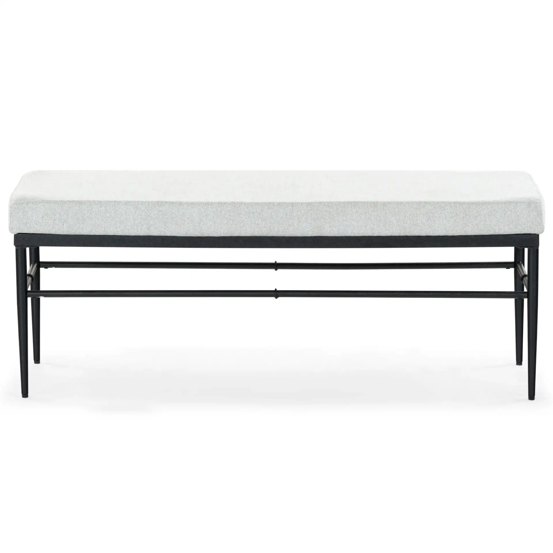 Theabella Linen & Metal Bench in Black / Dark Gray, detail view