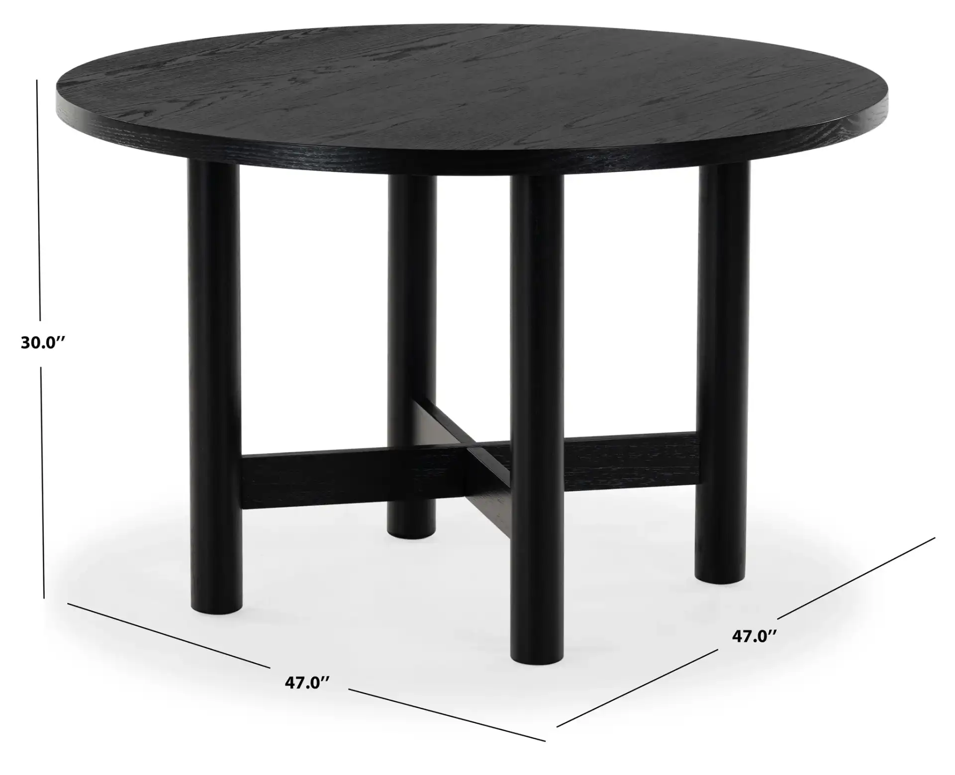Ruthanne Wood 47-Inch Dining Table in Black, detail view