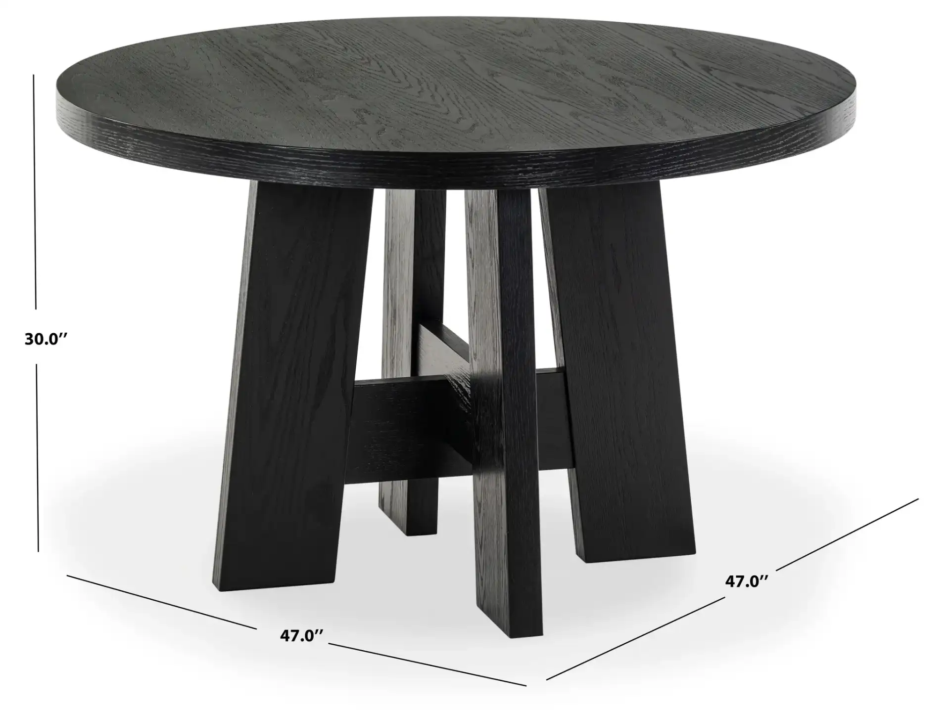 Beverley Wood 47" Dining Table in Black, detail view