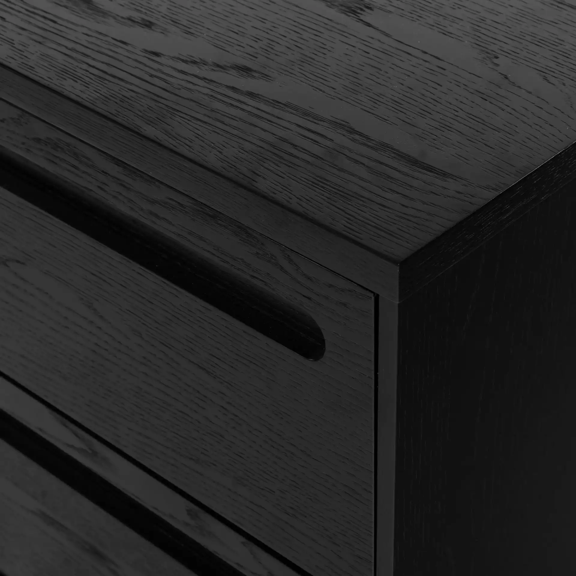 Tobiette Two-Drawer Nightstand in Black in a styled room