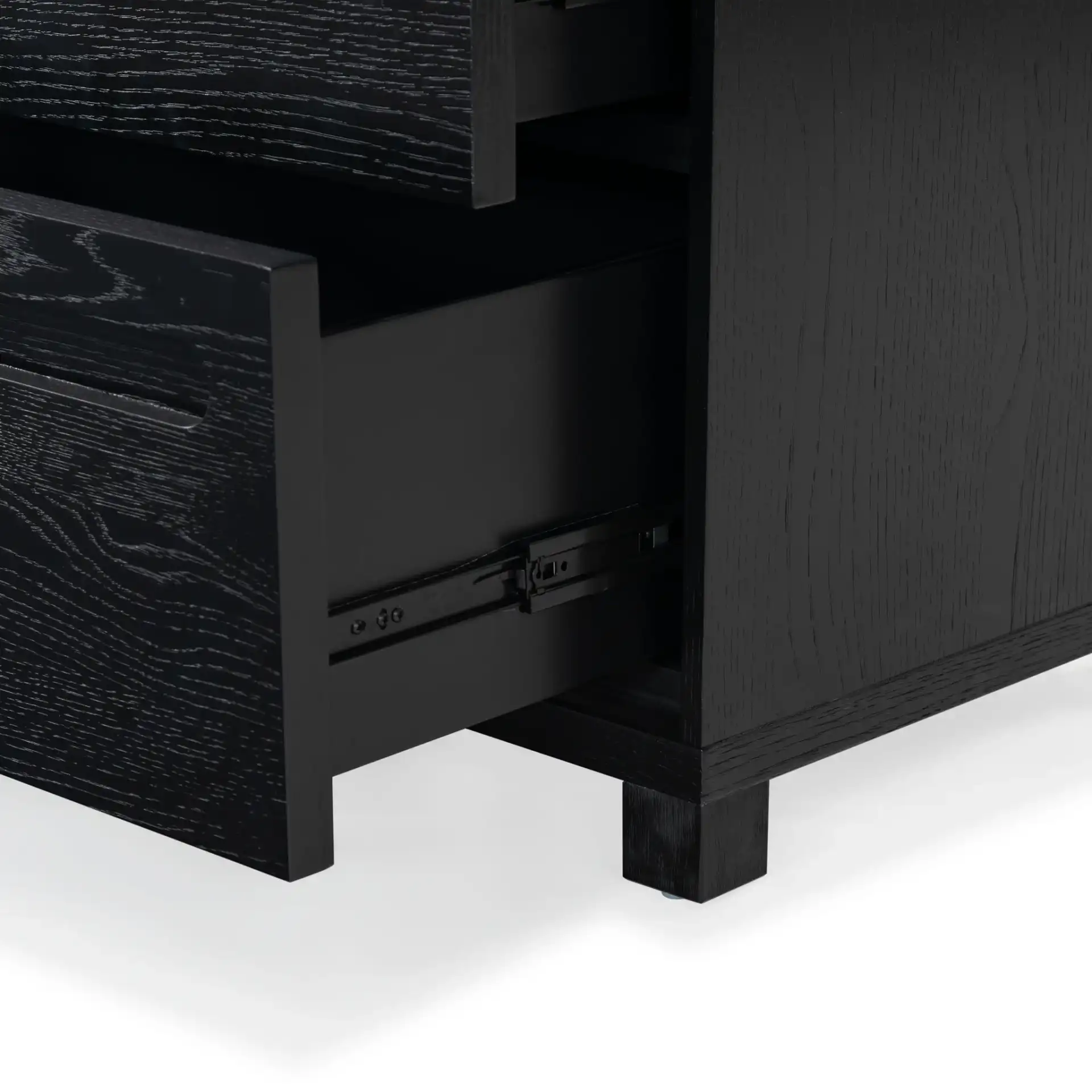 Tobiette Two-Drawer Nightstand in Black in a styled room
