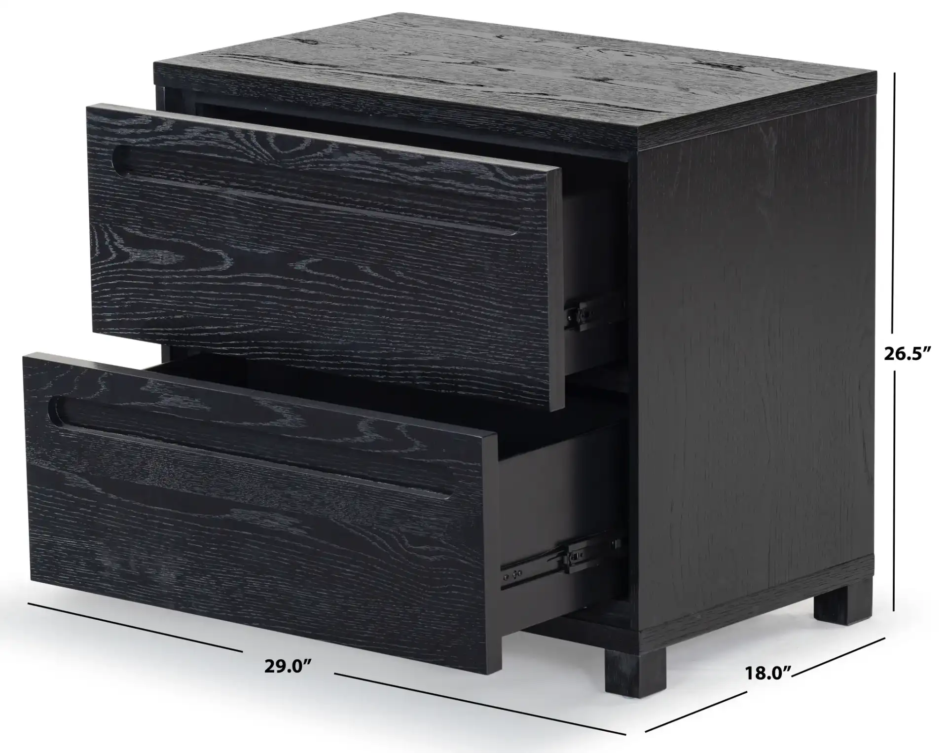 Tobiette Two-Drawer Nightstand in Black, detail view