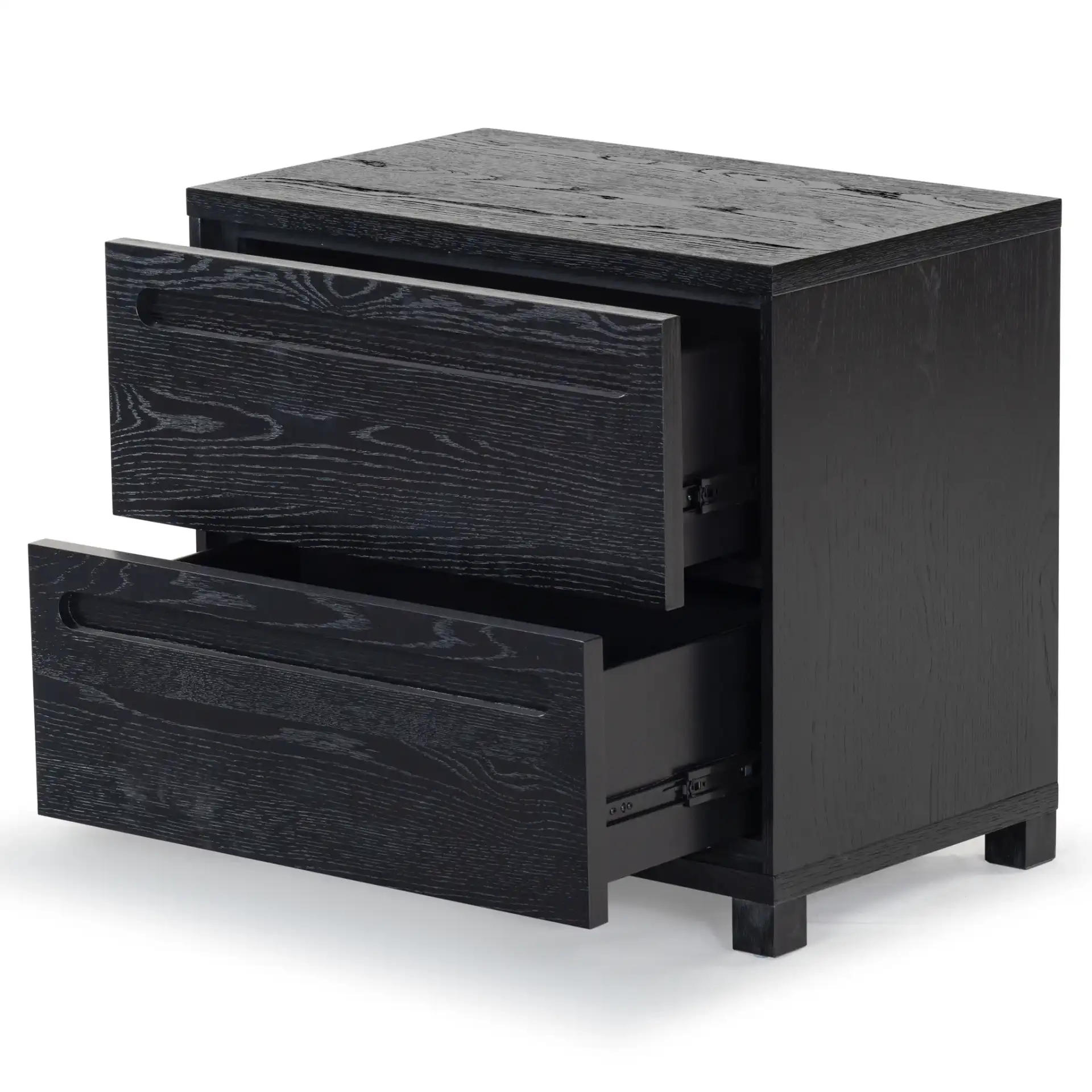 Tobiette Two-Drawer Nightstand in Black, detail view