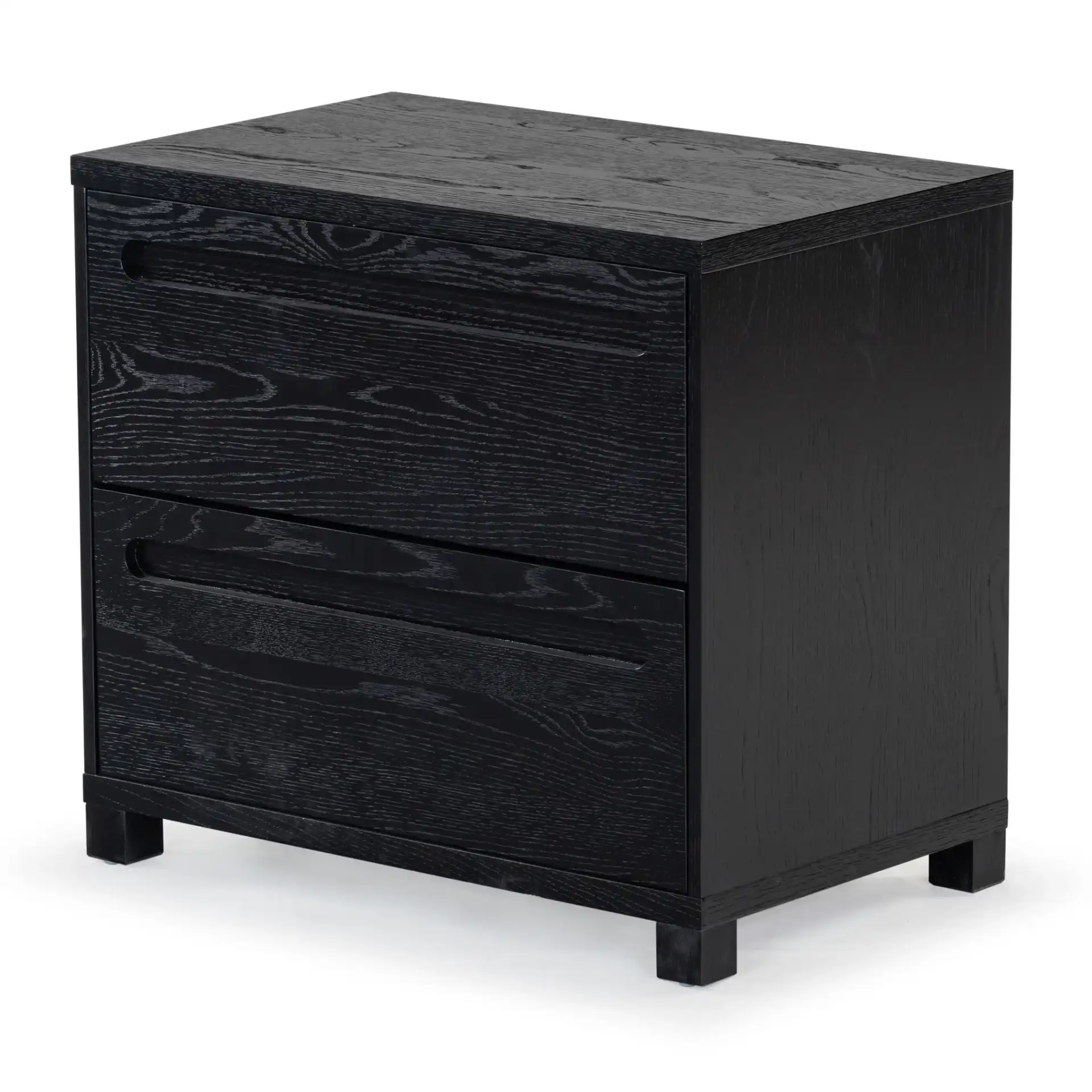Tobiette Two-Drawer Nightstand in Black, detail view