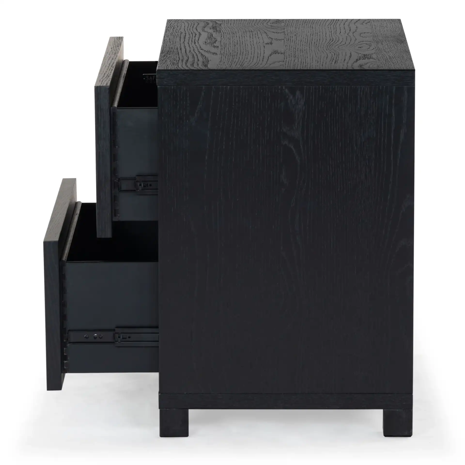 Tobiette Two-Drawer Nightstand in Black, detail view
